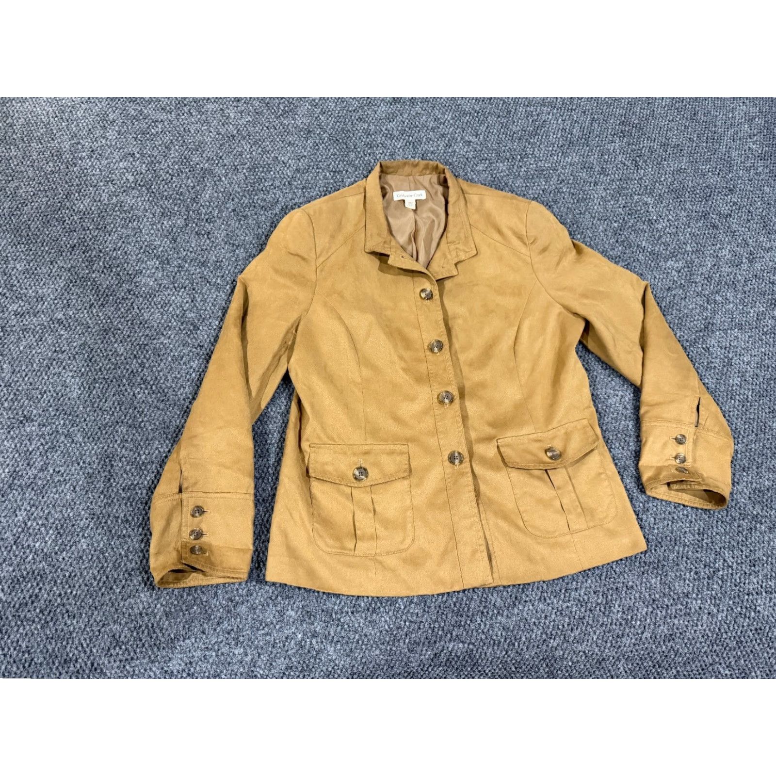 Coldwater Creek Coldwater Creek Jacket Womens 12 Tan Button Front Lined Casual Safari Jacket Coat Brown Floral Classic Art Size XL / US 12-14 / IT 48-50 - 2 Thumbnail
