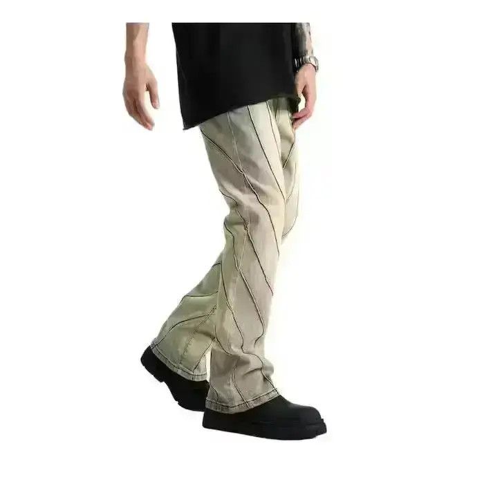 Japanese Brand Striped Beige Stacked Denim Jeans Size US 32 / EU 48 - 6 Thumbnail