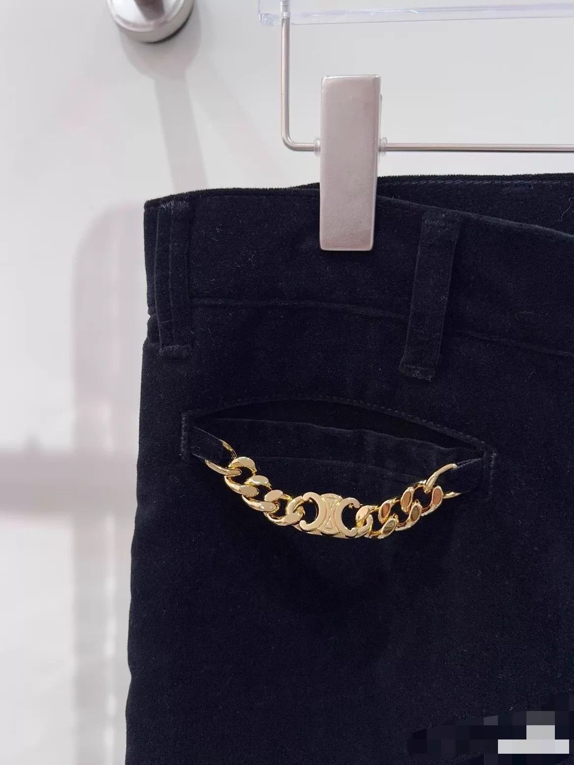 Celine CELINE mid-rise straight-leg velvet pants size 31 slim Size 31" - 6 Thumbnail