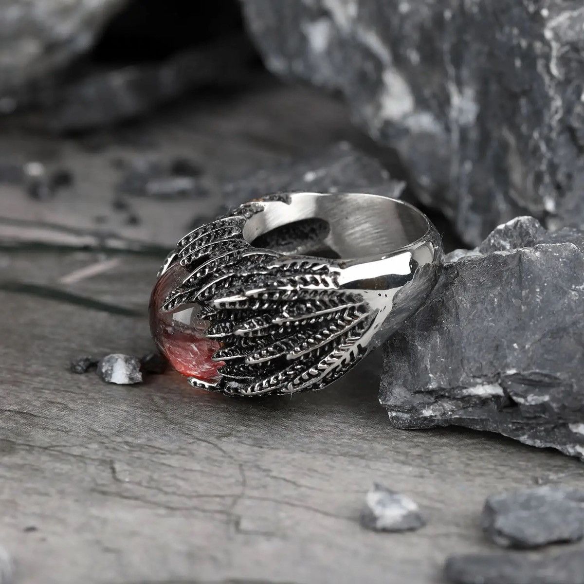 Jewelry Feather Evil Eye Ring Size ONE SIZE - 5 Thumbnail
