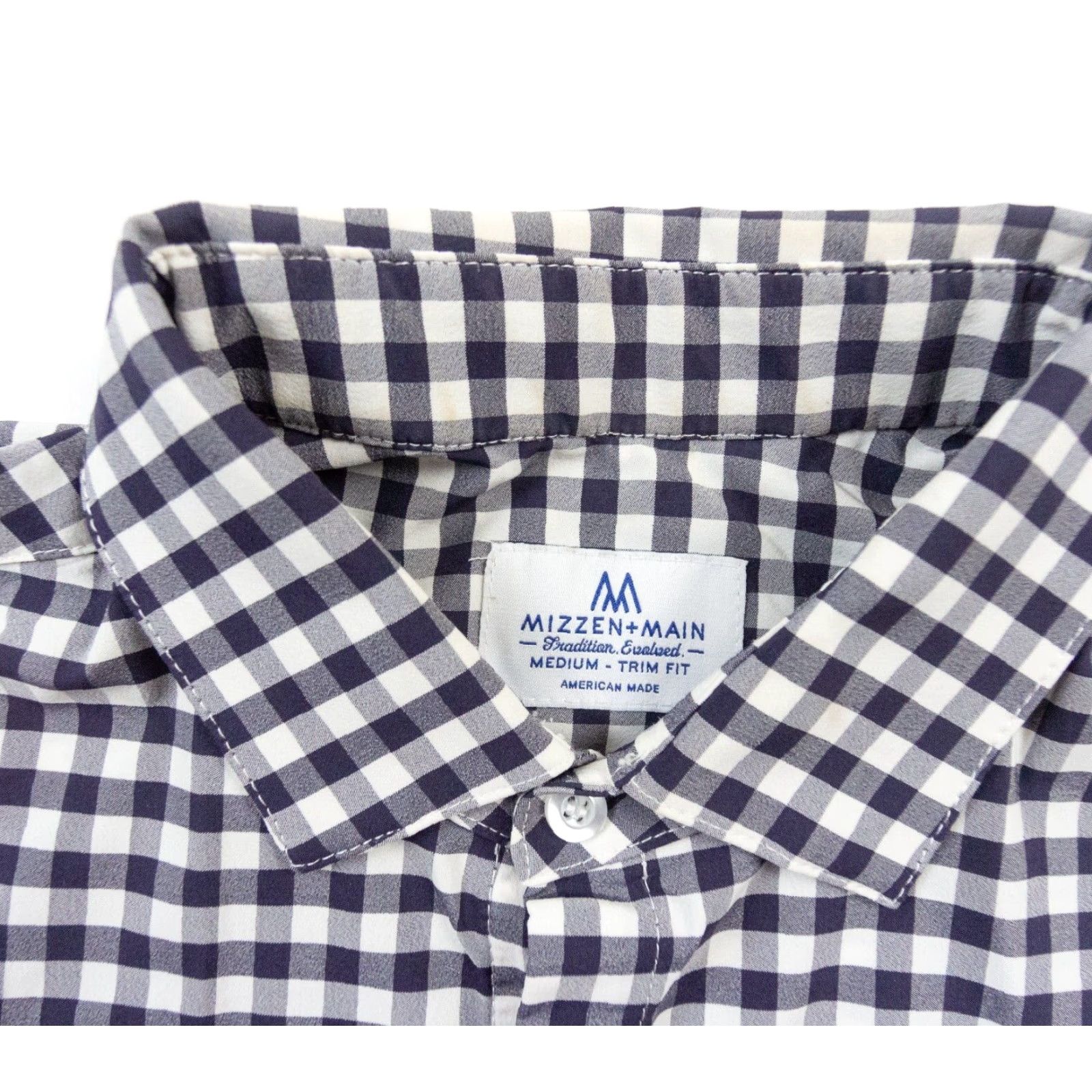 Mizzen+Main Mizzen + Main Shirt Mens Medium Blue Button Down Trim Fit Stretch Plaid Check Size US M / EU 48-50 / 2 - 5 Thumbnail
