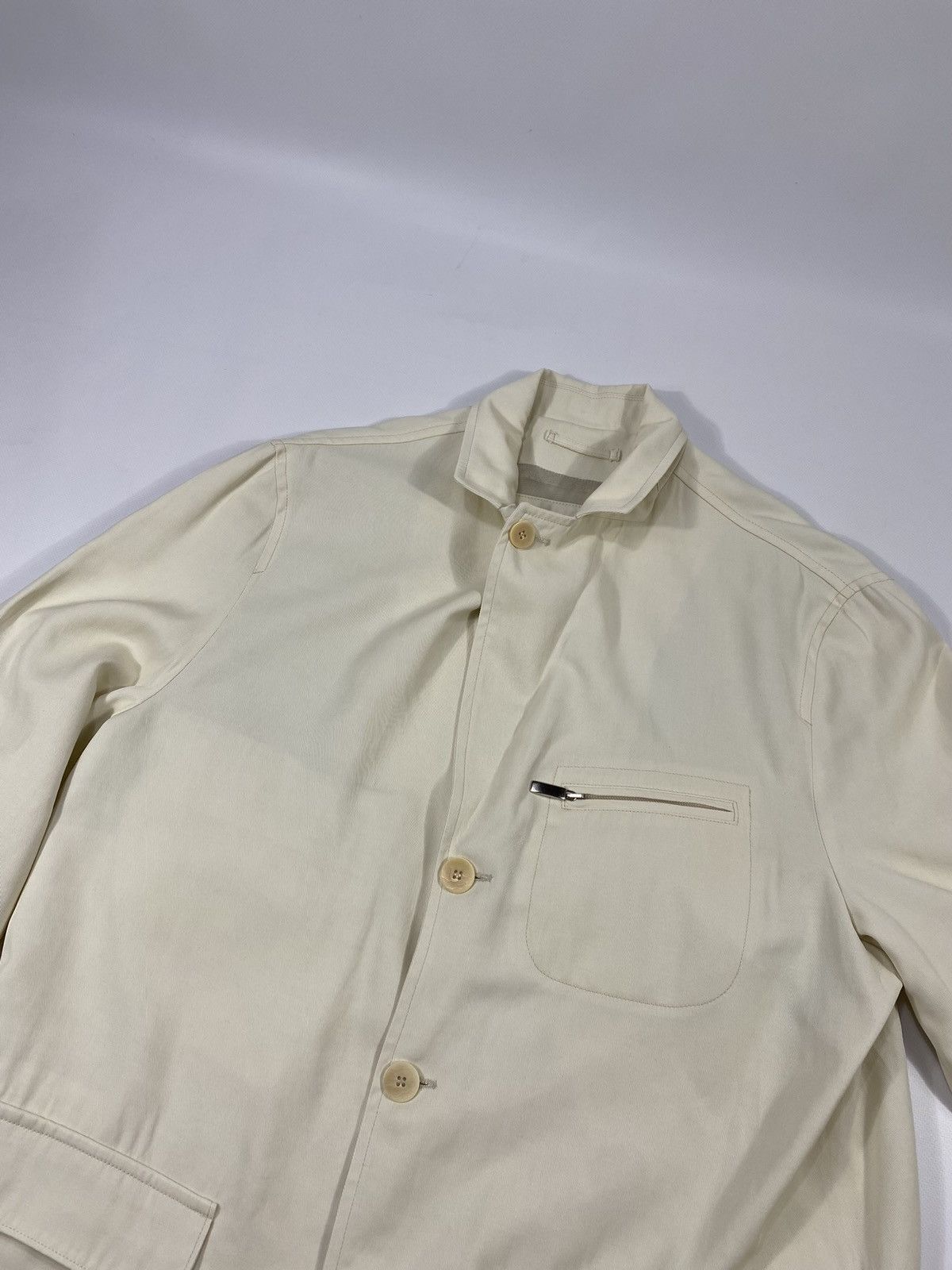 Canali 🔥LASTDROP🔥 Canali Milk Nylon Zip Pocket Blazer Nylon Jacket Size US XL / EU 56 / 4 - 17 Thumbnail
