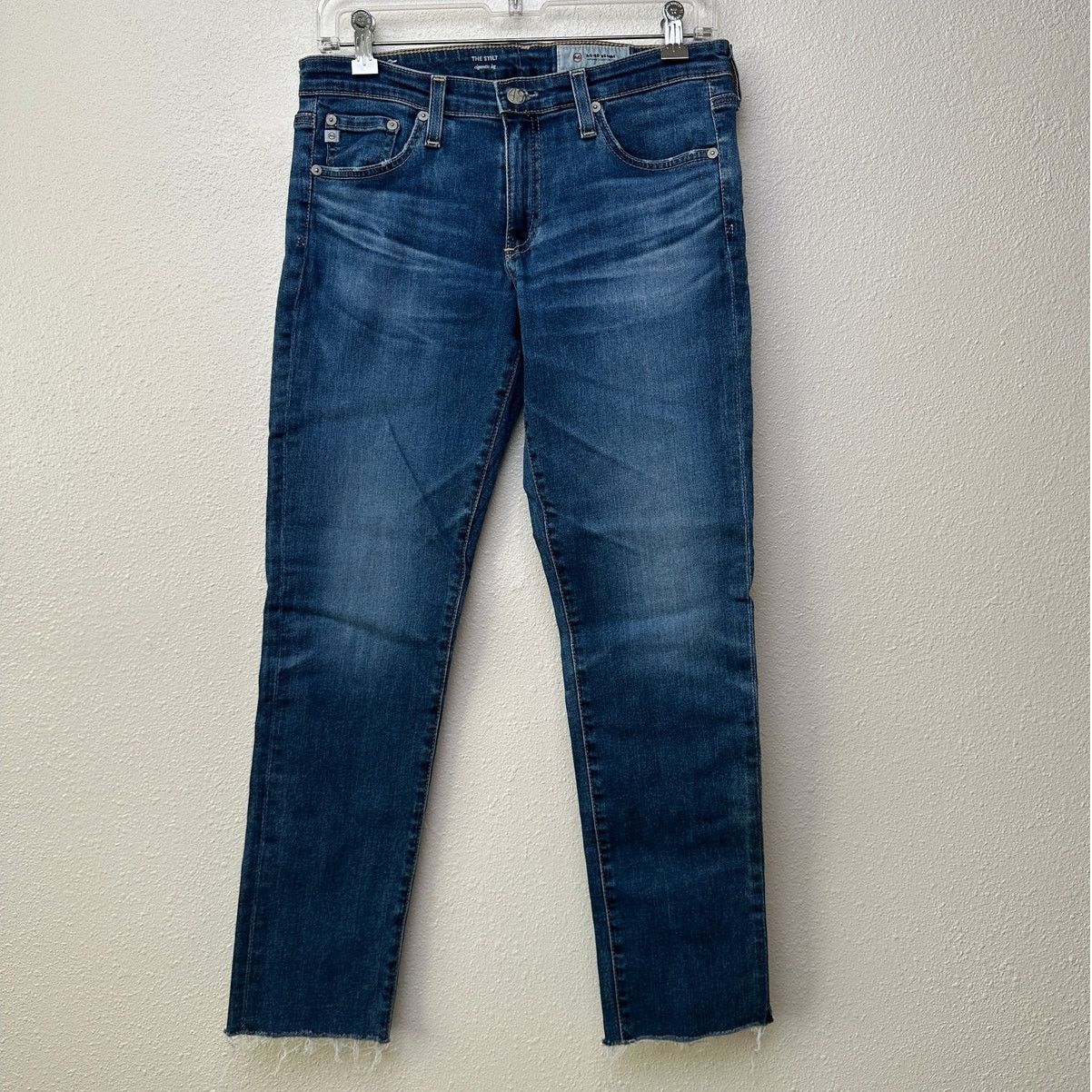 AG Adriano Goldschmied AG The Stilt cigarette leg jeans medium wash US 29 raw hem Size 29" - 2 Thumbnail