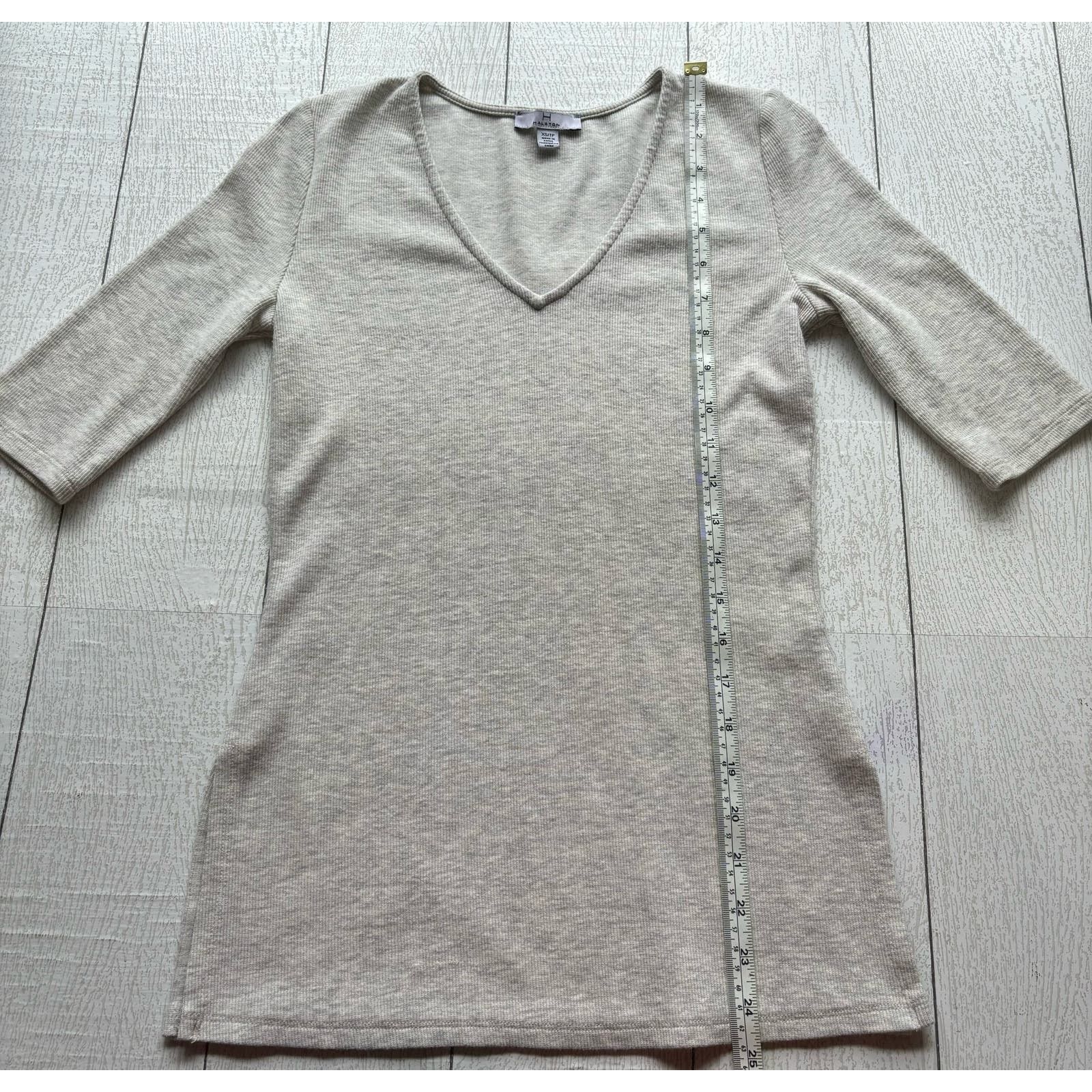 Other H Halston Marbled Gray V Neck Ribbed Shirt XS Stretch Top Size XS / US 0-2 / IT 36-38 - 7 Thumbnail