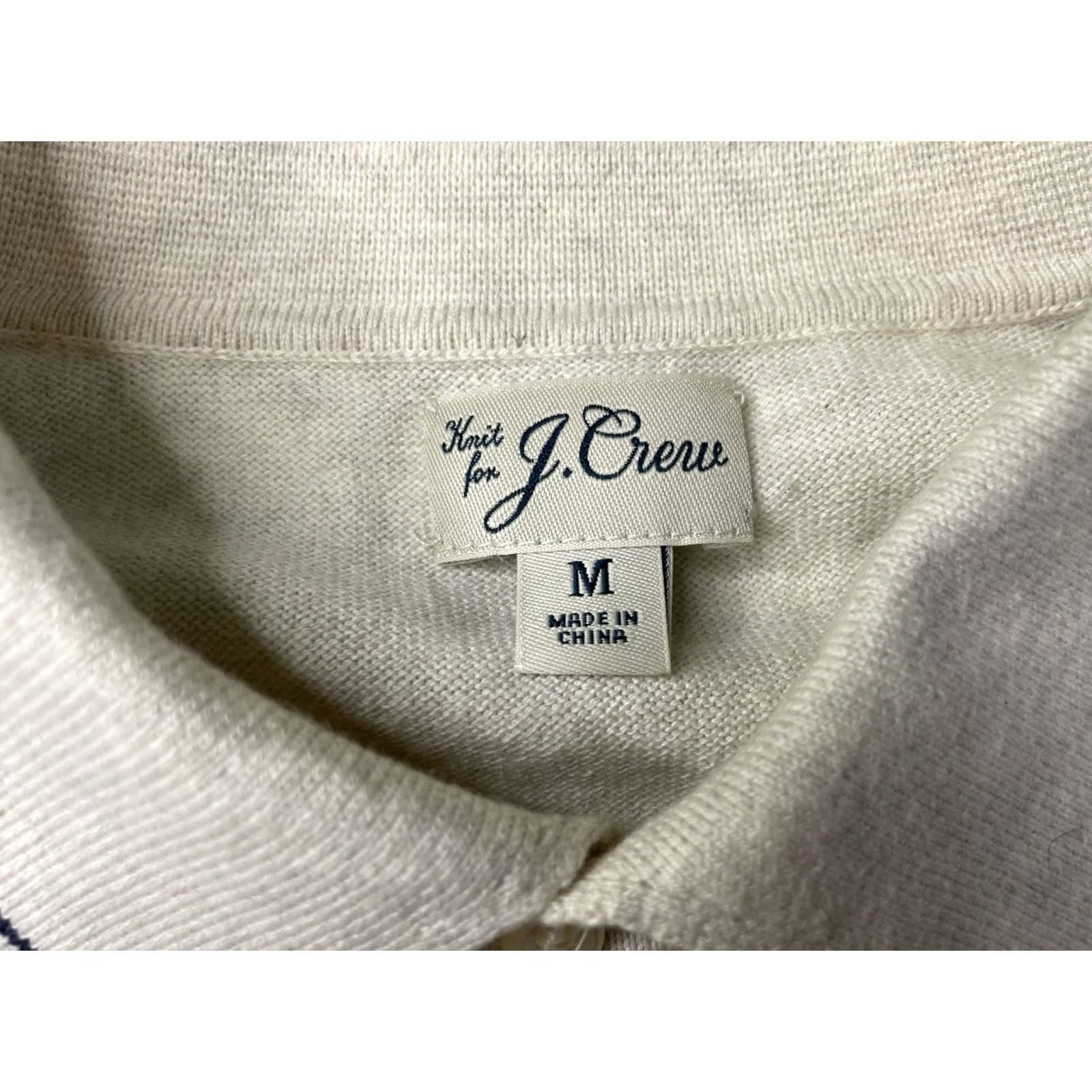 J.Crew J.CREW Sweater Polo Long Sleeve Men M Off-White Navy Trim Collar Size US M / EU 48-50 / 2 - 3 Thumbnail