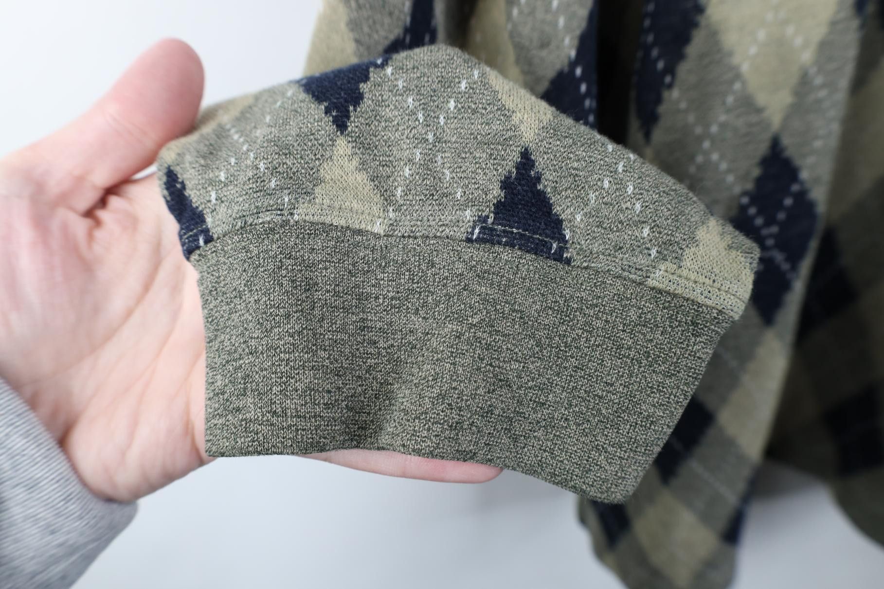 Vintage Vintage 90s Streetwear Argyle Diamond Knit Long Sleeve Polo Size US L / EU 52-54 / 3 - 4 Thumbnail