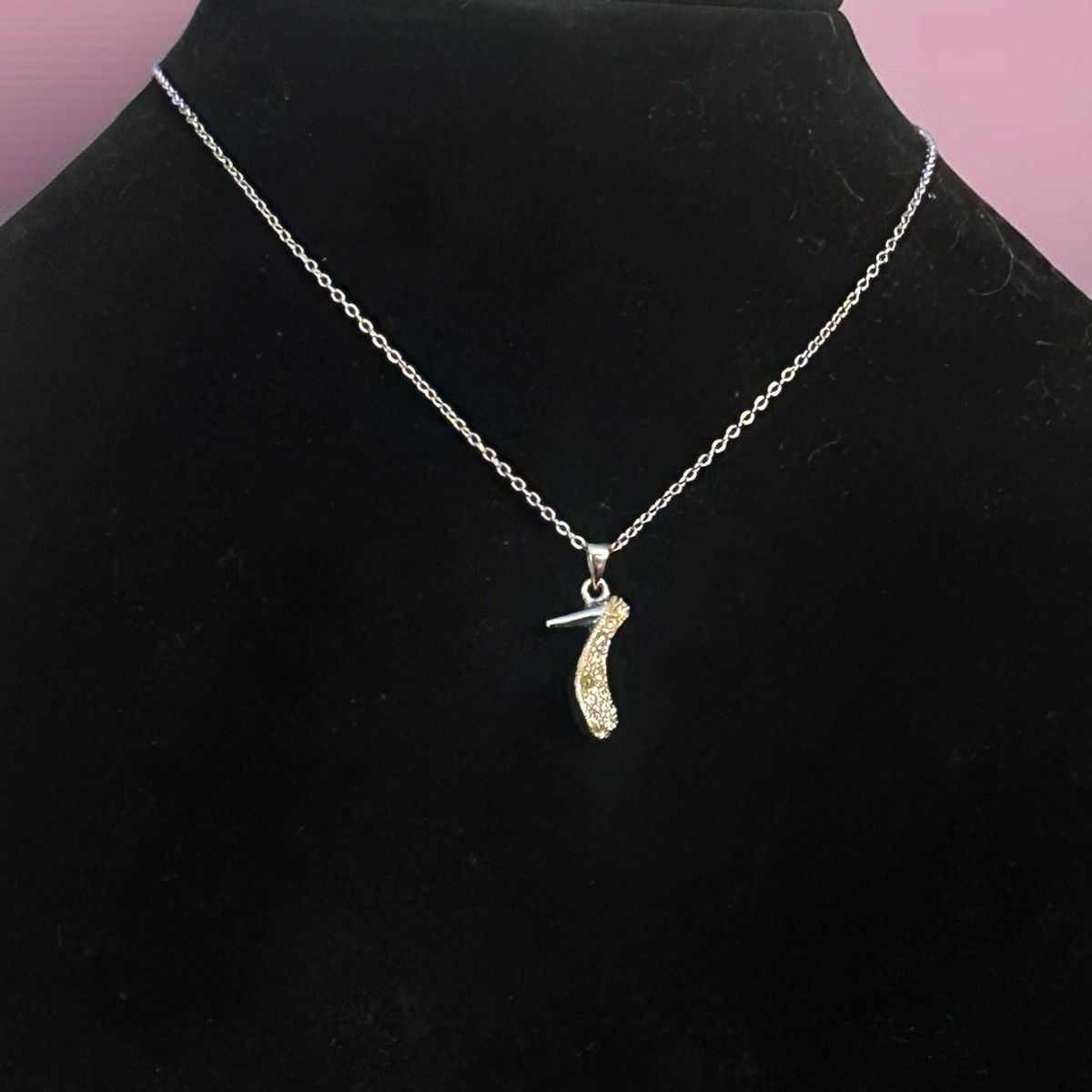 Other Silver tone rhinestone high heel shoe pendant necklace Size ONE SIZE - 1 Thumbnail