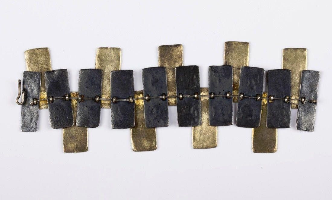 Handmade Hand Made 18kt Gold Vermeil Sterling Panel Bracelet Size ONE SIZE - 3 Thumbnail