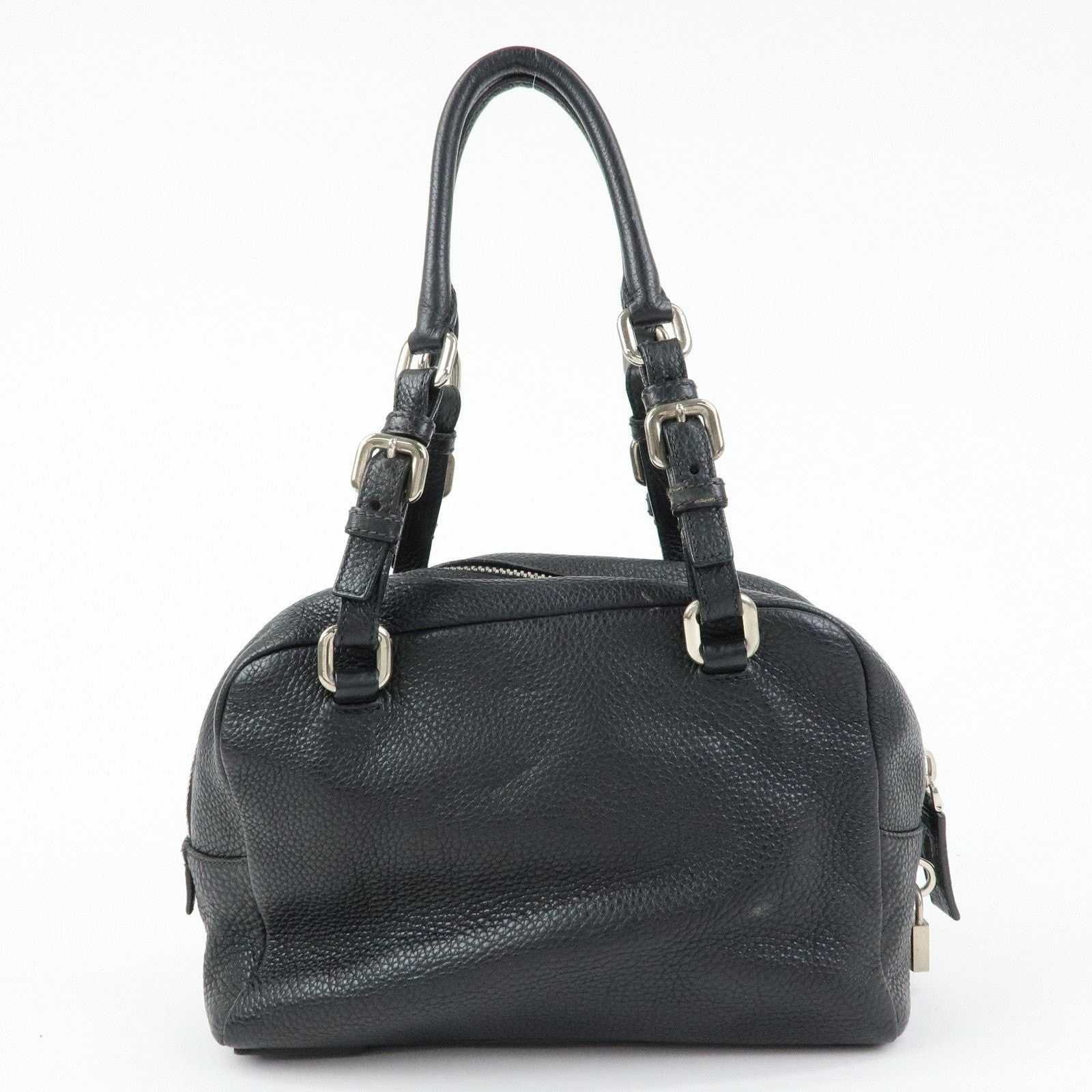 Prada Prada Logo Embossed Leather Mini Duffle Shoulder Bag Black Size ONE SIZE - 2 Thumbnail