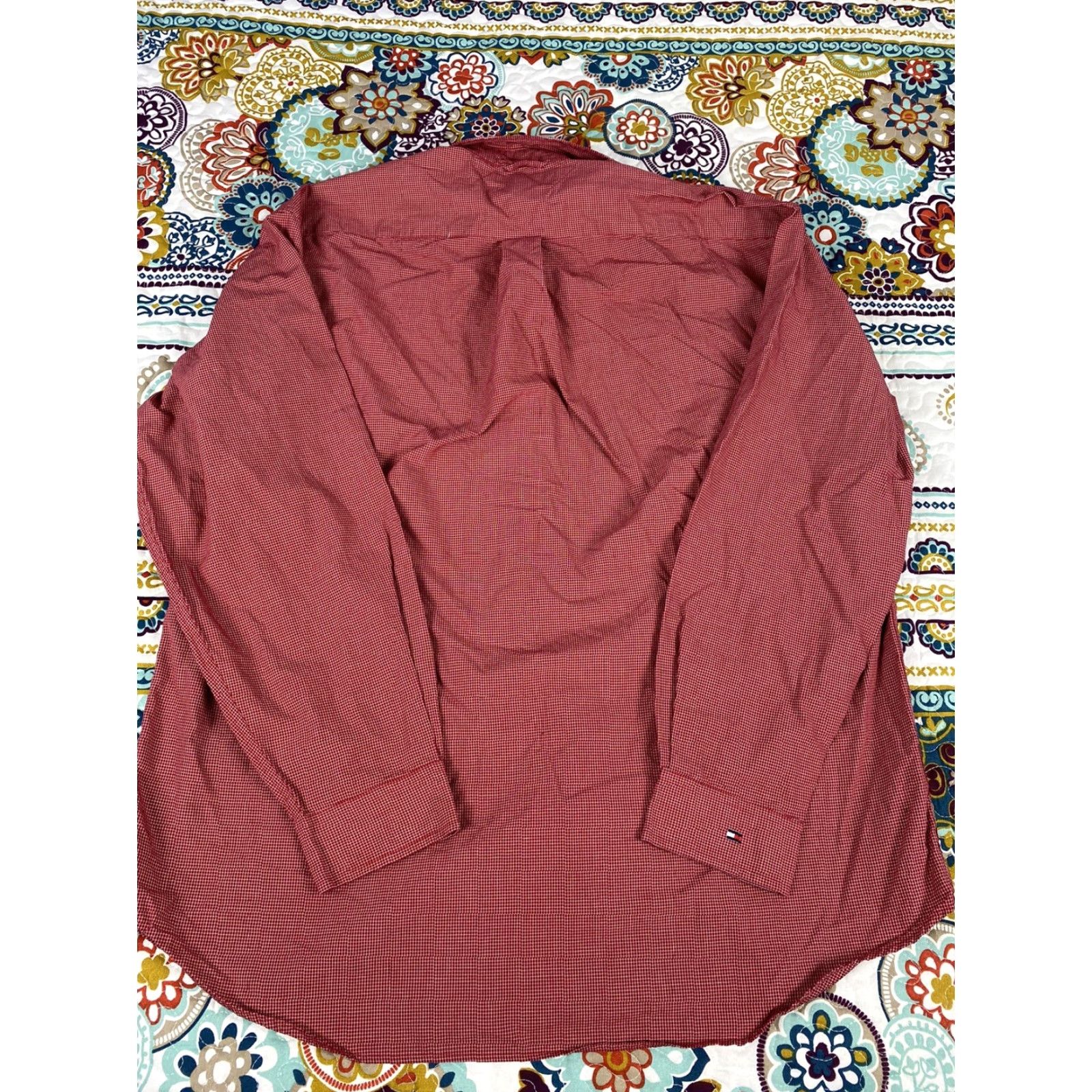 Tommy Hilfiger Tommy Hilfiger Shirt Dress Button-Up Down Long Sleeve Red Checkered XL Mens Shirt Size 46R - 2 Thumbnail
