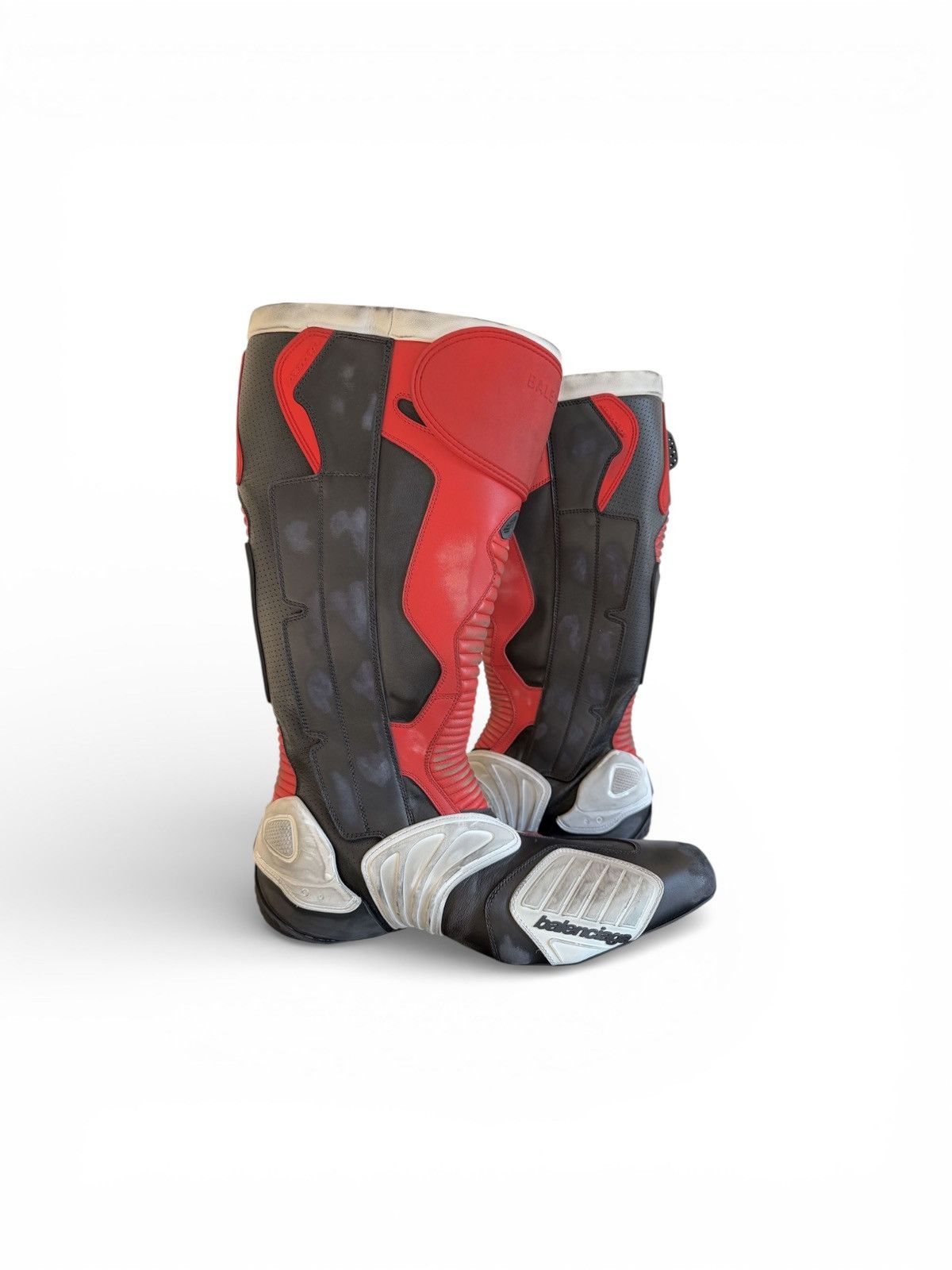 Balenciaga New Black Red White Winter 23 Biker Boots (46) Size US 13 / EU 46 - 1 Thumbnail