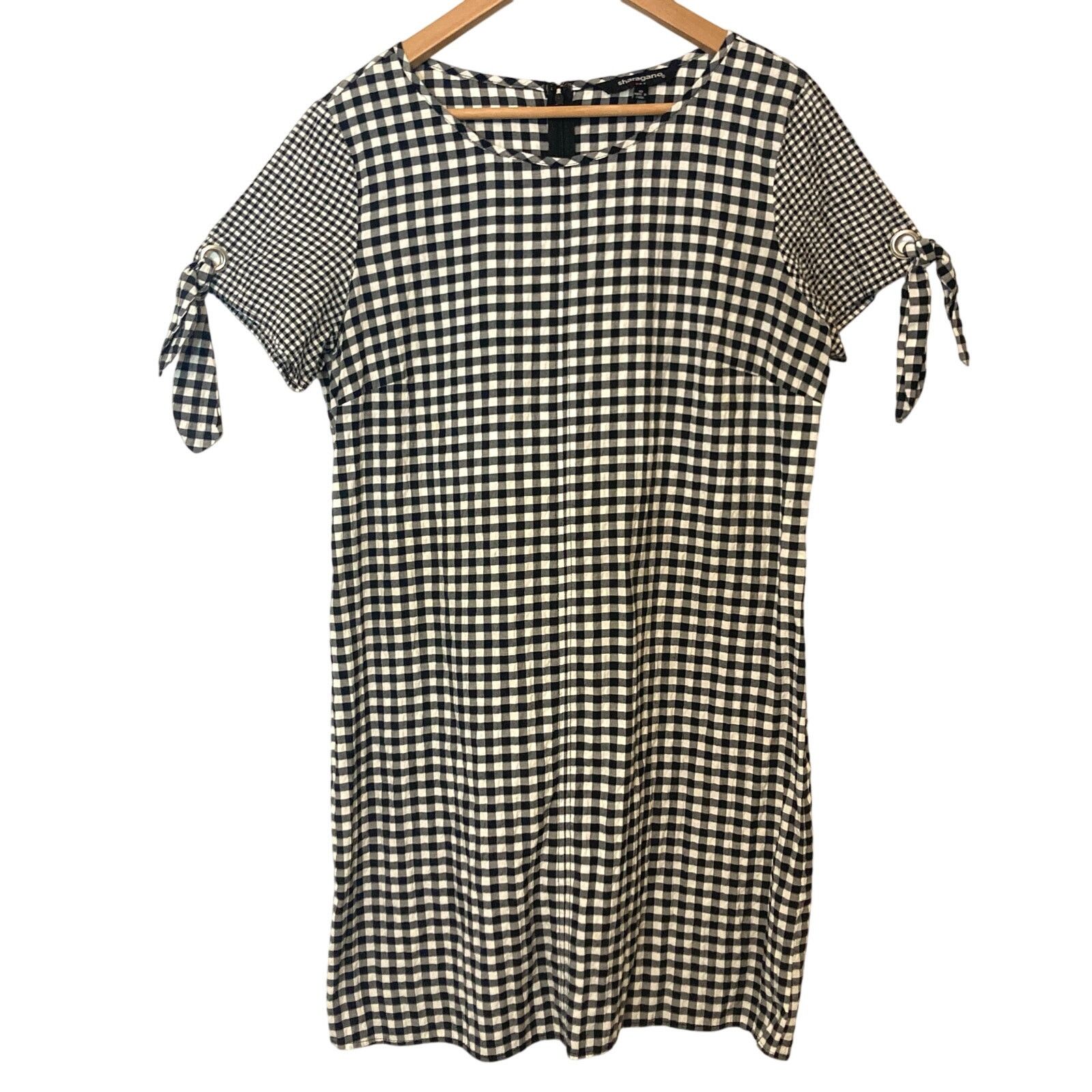Other Sharagano Gingham Plaid Black White Sheath Fall Dress Size L / US 10 / IT 46 - 1 Thumbnail