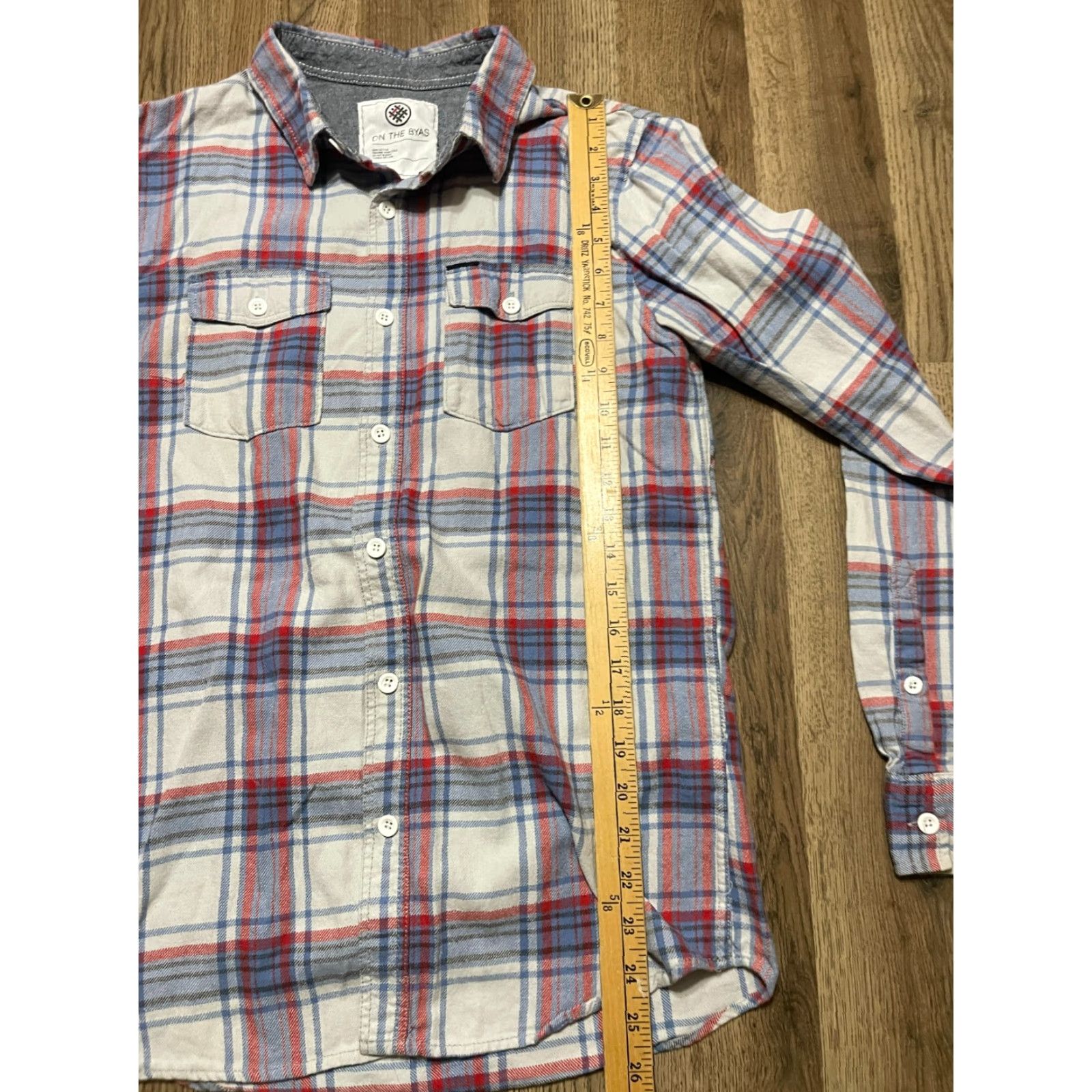 Vintage On The Byas Shirt Mens Small Red Blue White Plaid Button Up Long Sleeve Size US S / EU 44-46 / 1 - 7 Thumbnail