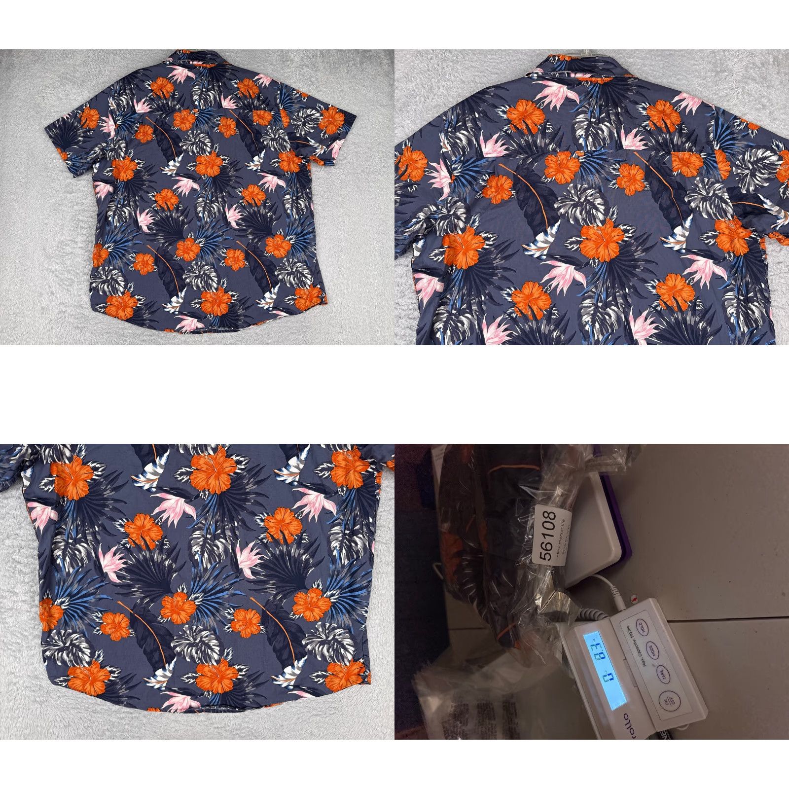 Hurley Hurley Shirt Men 2XL Button-Up Hawaiian Floral Blue Orange Pink Bird Of Paradise Casual Short Sleeve Size US XXL / EU 58 / 5 - 9 Thumbnail