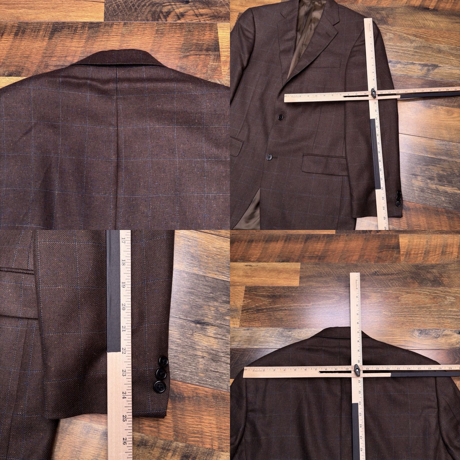 Hart Schaffner Marx Hart Schaffner Marx Suit Jacket 40 Long Brown Wool Windowpane Silk Wool Blazer Jacket Blazer Mens 40 Long Brown Windowpane Wool Silk Blazer Size 40R - 9 Thumbnail