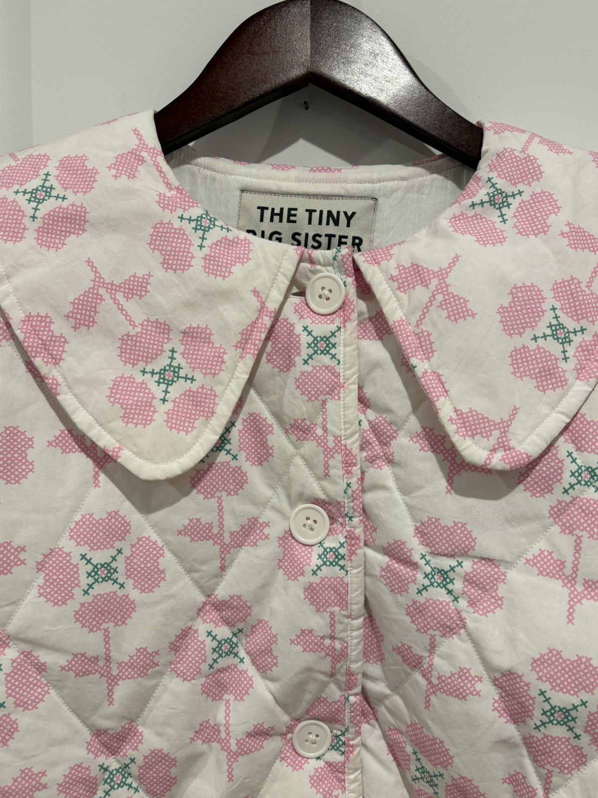 Other Tiny Big Sister cross stitch flowers quilted jacket Size XS / US 0-2 / IT 36-38 - 4 Thumbnail