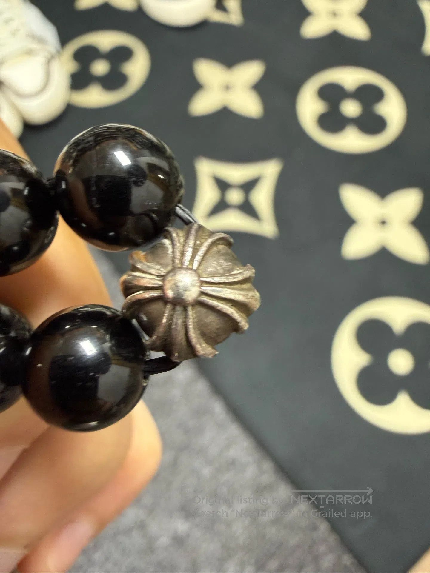 Chrome Hearts CHROME HEARTS Obsidian Double Silver Bead Bracelet| Size ONE SIZE - 3 Thumbnail