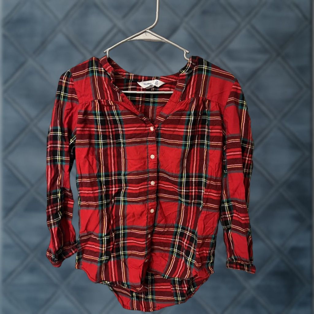 Old Navy VINTAGE Old Navy Flannel Tunic Shirt Women’s Red Plaid Button-Up Size XS Size XS / US 0-2 / IT 36-38 - 1 Thumbnail