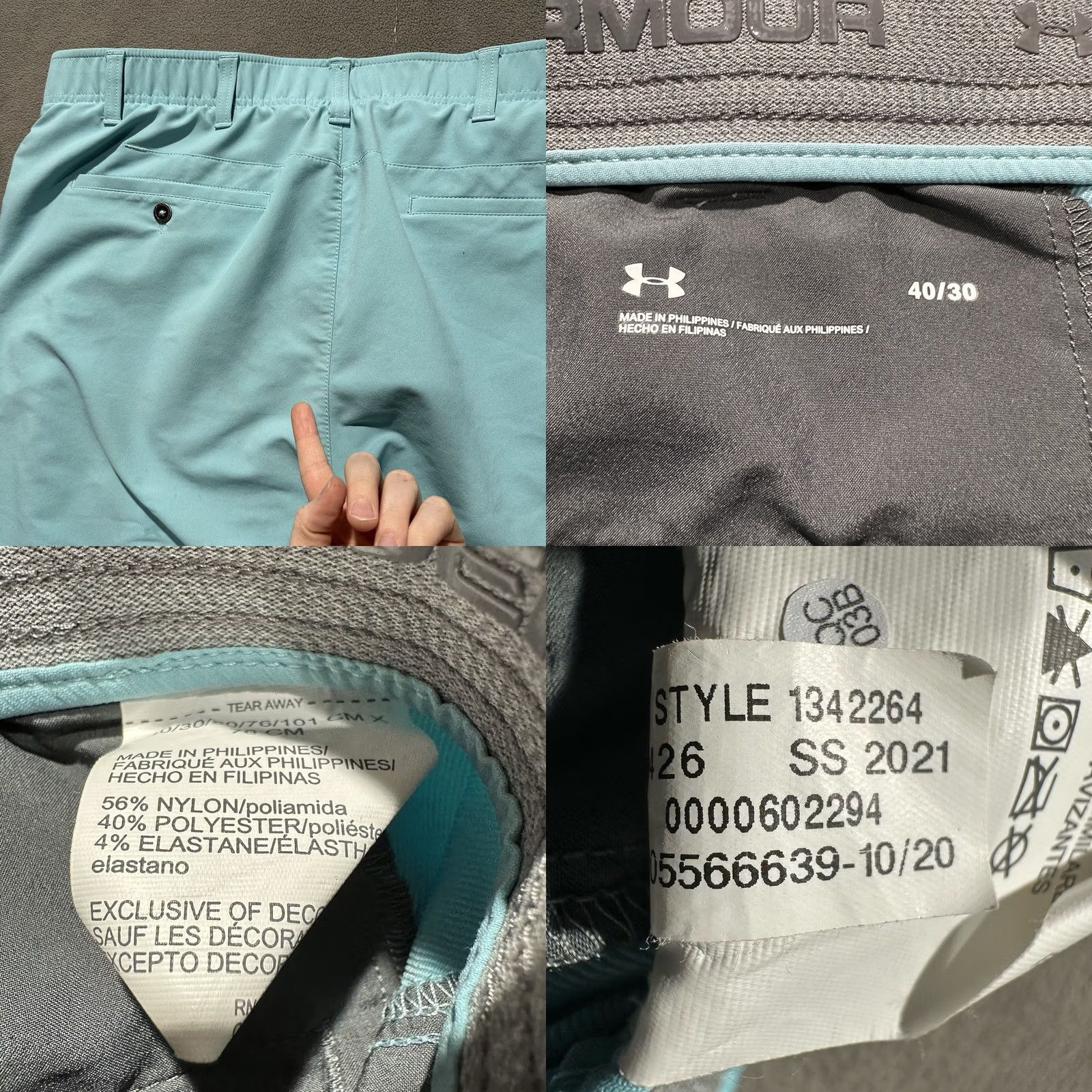 Under Armour Under Armour Pants Mens 40x30 Blue Match Play Elastic Waist Golf Stretch Chino Regular Straight Pocket Front Flat Front Size US 40 / EU 56 - 8 Thumbnail