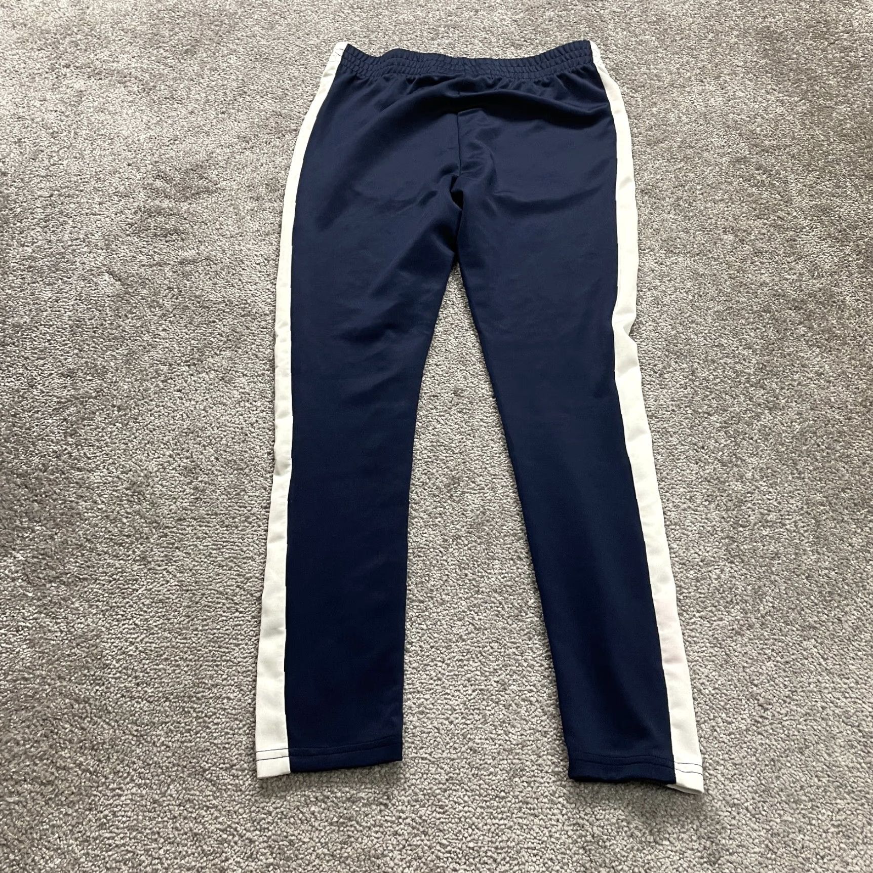 Vintage VINTAGE Royal Blue Track Pants Womens Juniors L Blue Polyester Spandex Tapered Leg Elastic 29x27 Pockets Athletic Size 36" / US 14 / IT 50 - 2 Thumbnail