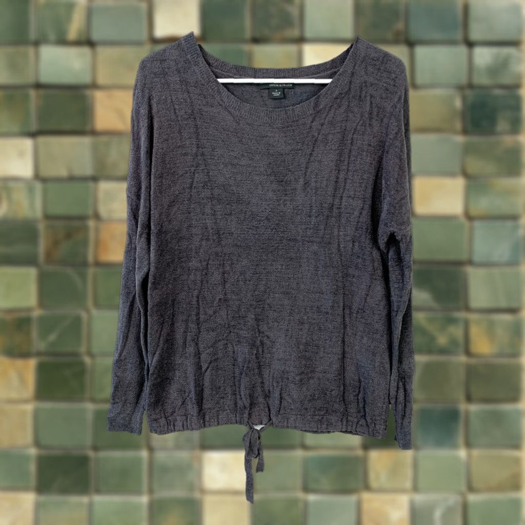 Vintage Barefoot Dreams Shirt Womens Adult Small Gray Slouchy Pullover Blouse Classic Knit Nylon Viscose Casual Sleeve Round Neck Flatbed Comfort Size S / US 4 / IT 40 - 1 Thumbnail