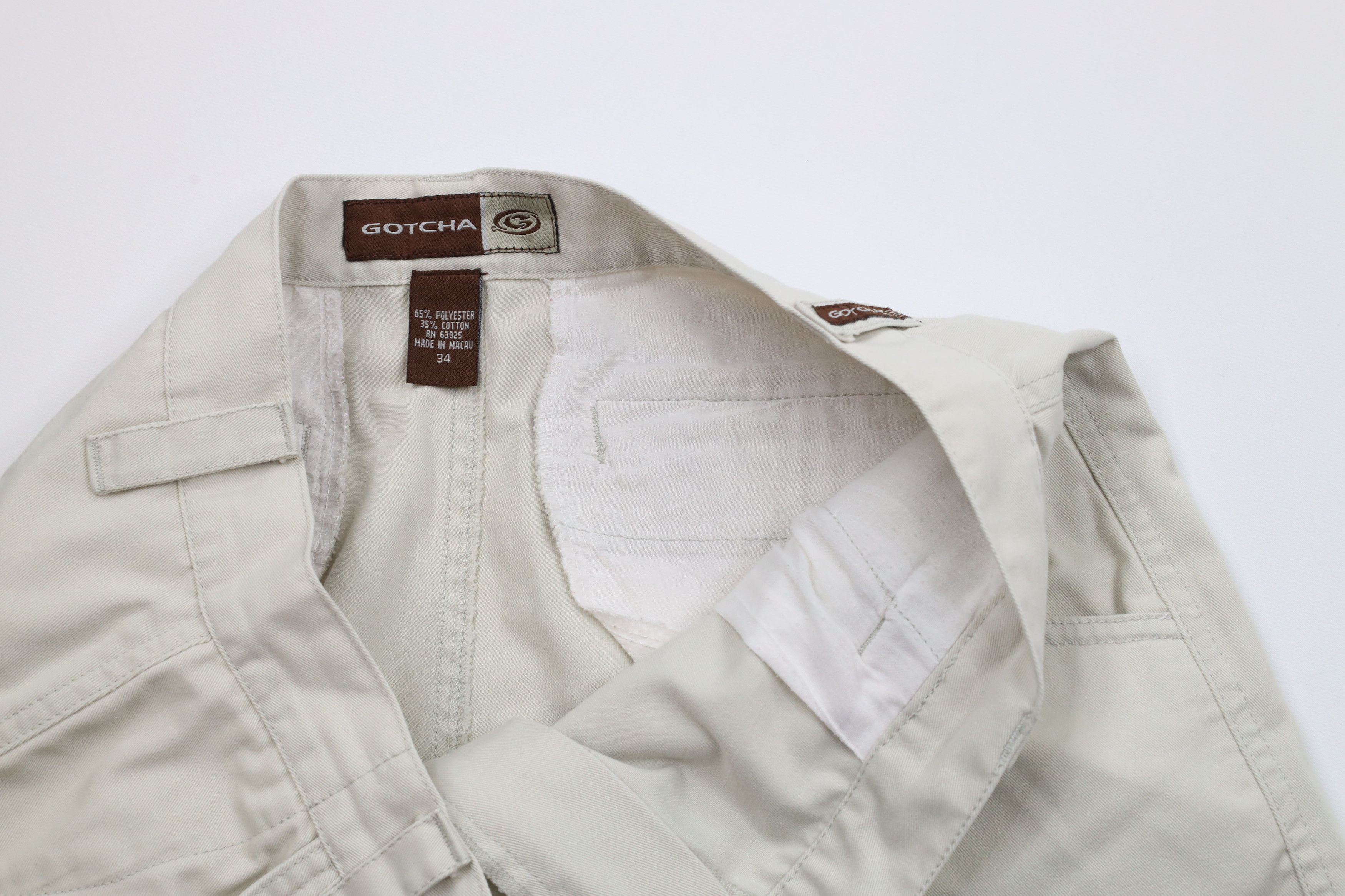 Gotcha × Vintage Vintage 90s Gotcha Surfing Baggy Fit Cargo Shorts Beige Size US 34 / EU 50 - 9 Thumbnail