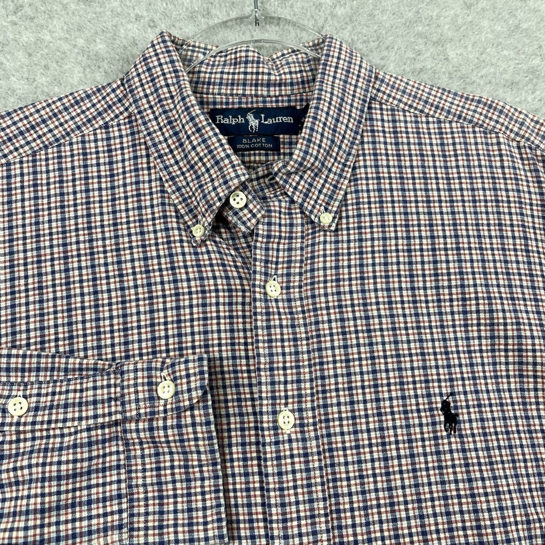 Polo Ralph Lauren VINTAGE Polo Ralph Lauren Performance Shirt Red Blue Gingham Mens XL Button Down Shirt Size US XL / EU 56 / 4 - 2 Thumbnail