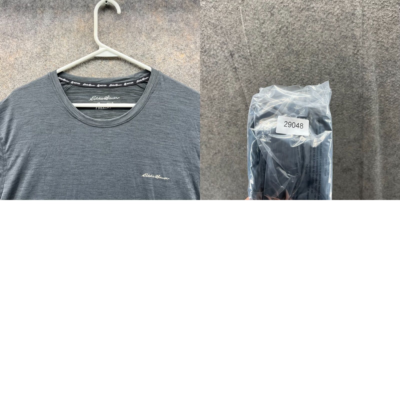 Eddie Bauer VINTAGE not included; Eddie Bauer Shirt Men XL Gray Cotton Crewneck Short Sleeve Logo All Seasons IT IS NOT A VINTAGE item; adjust accordingly Size US XL / EU 56 / 4 - 9 Thumbnail