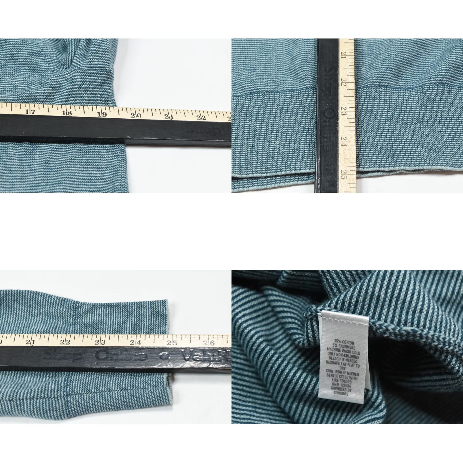Bonobos Bonobos 1/4 Zip Sweater Mens M Blue Cotton Cashmere Long Sleeve Slim Fit Size US M / EU 48-50 / 2 - 8 Thumbnail