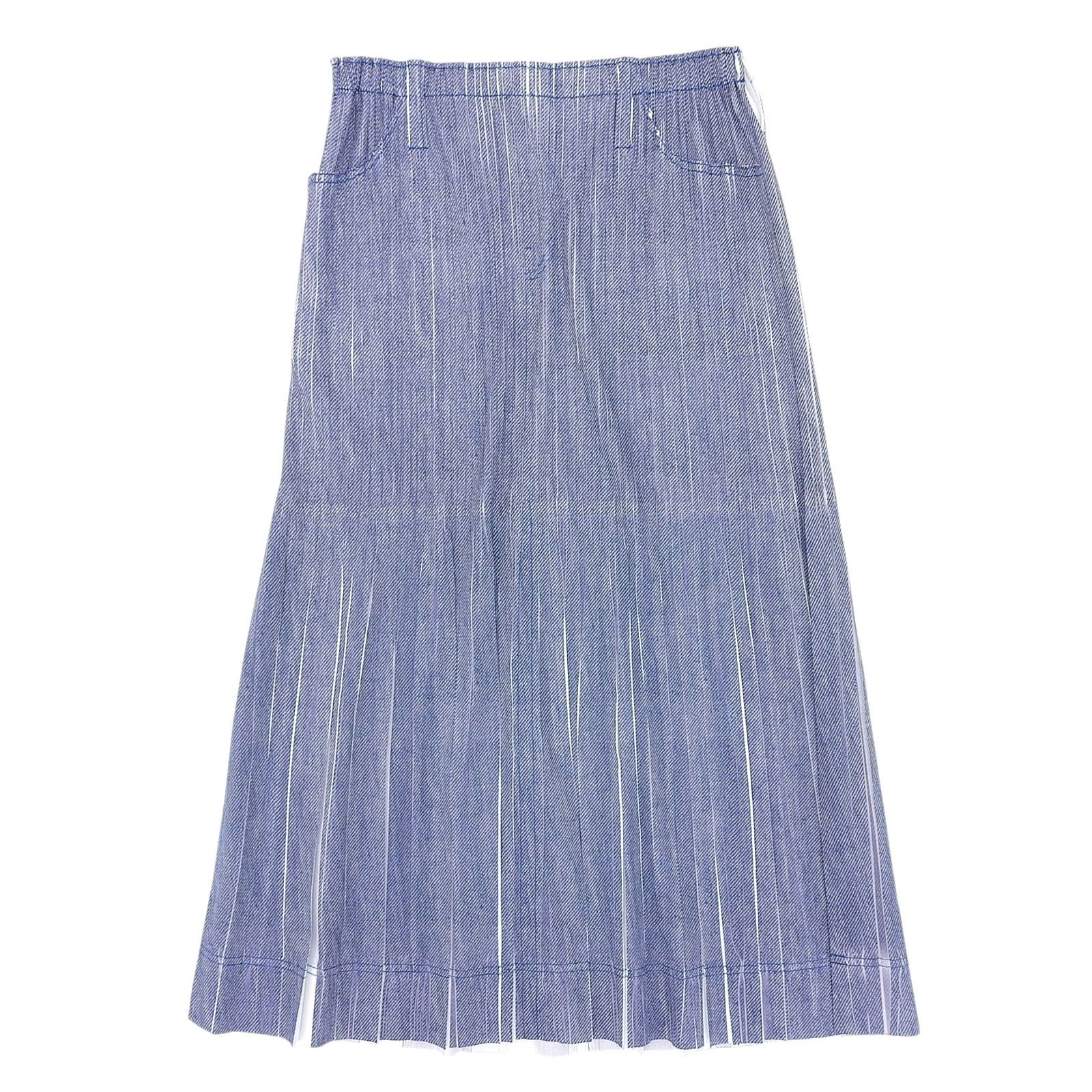 Issey Miyake Issey Miyake PLEATS PLEASE Denim Transfer Pleated Polyester Skirt Others Skirts PP11-JG614 DUTY FREE for USA Size ONE SIZE - 1 Thumbnail