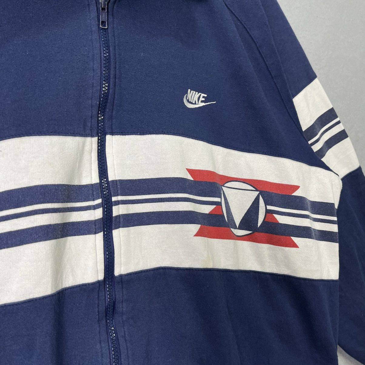 Nike Vintage Nike 90s Navy Stripe Logo Track Jacket Size US XL / EU 56 / 4 - 4 Thumbnail