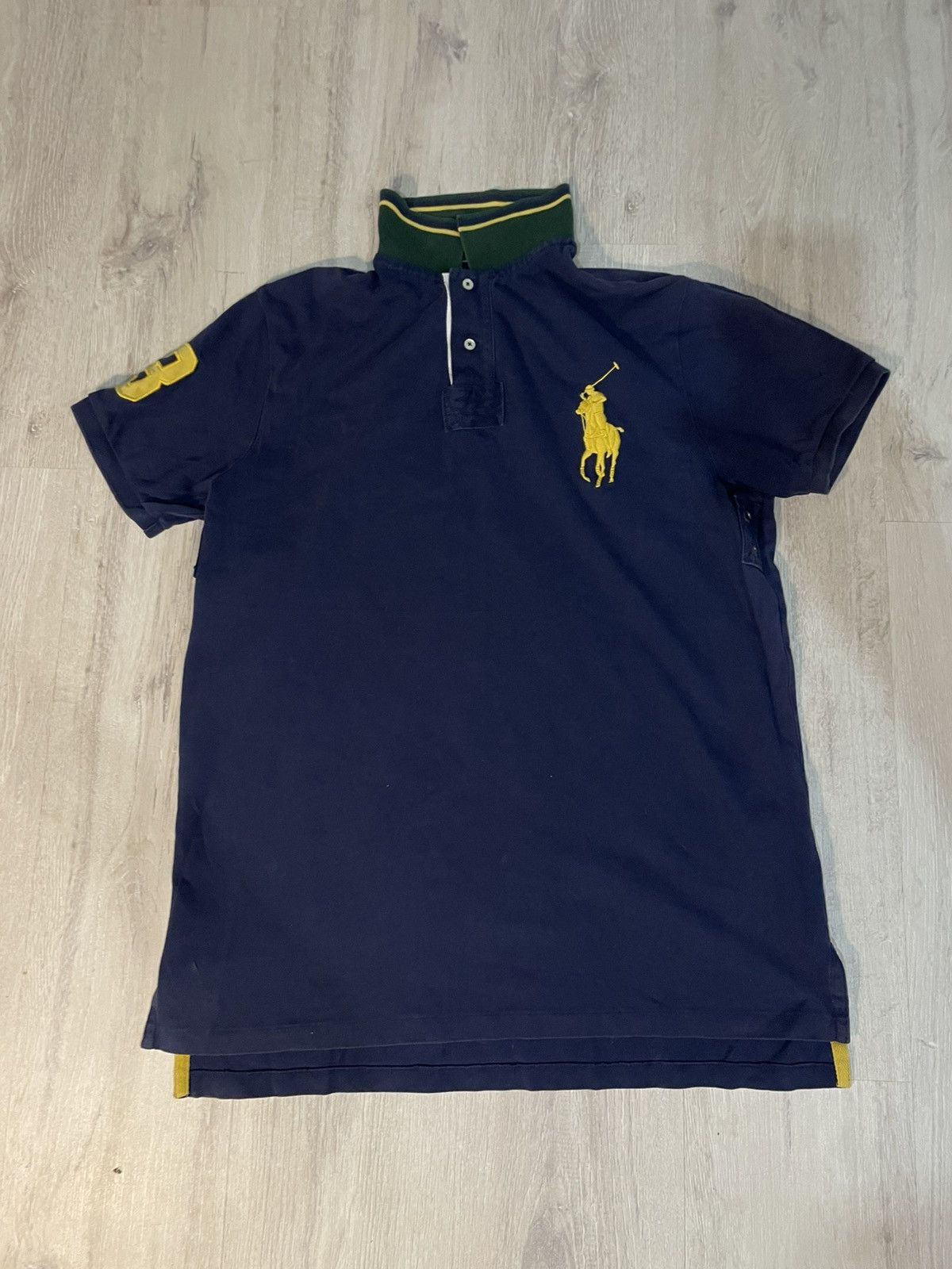 Polo Ralph Lauren Polo Ralph Lauren Navy Polo Shirt Custom Fit Yellow Pony XL Size US XL / EU 56 / 4 - 1 Thumbnail