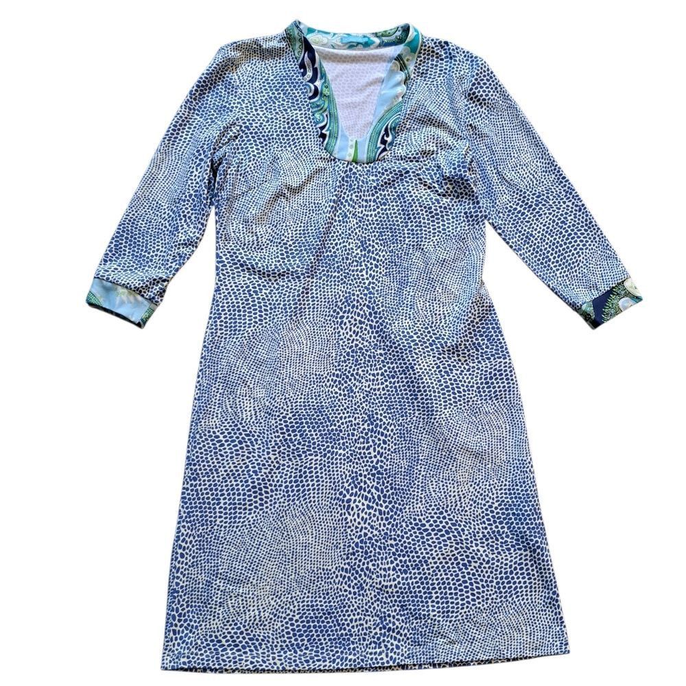 J.McLaughlin J.McLaughin Gisel Tunic Catalina V Neck Speckle Blue/White/G Size S / US 4 / IT 40 - 1 Thumbnail