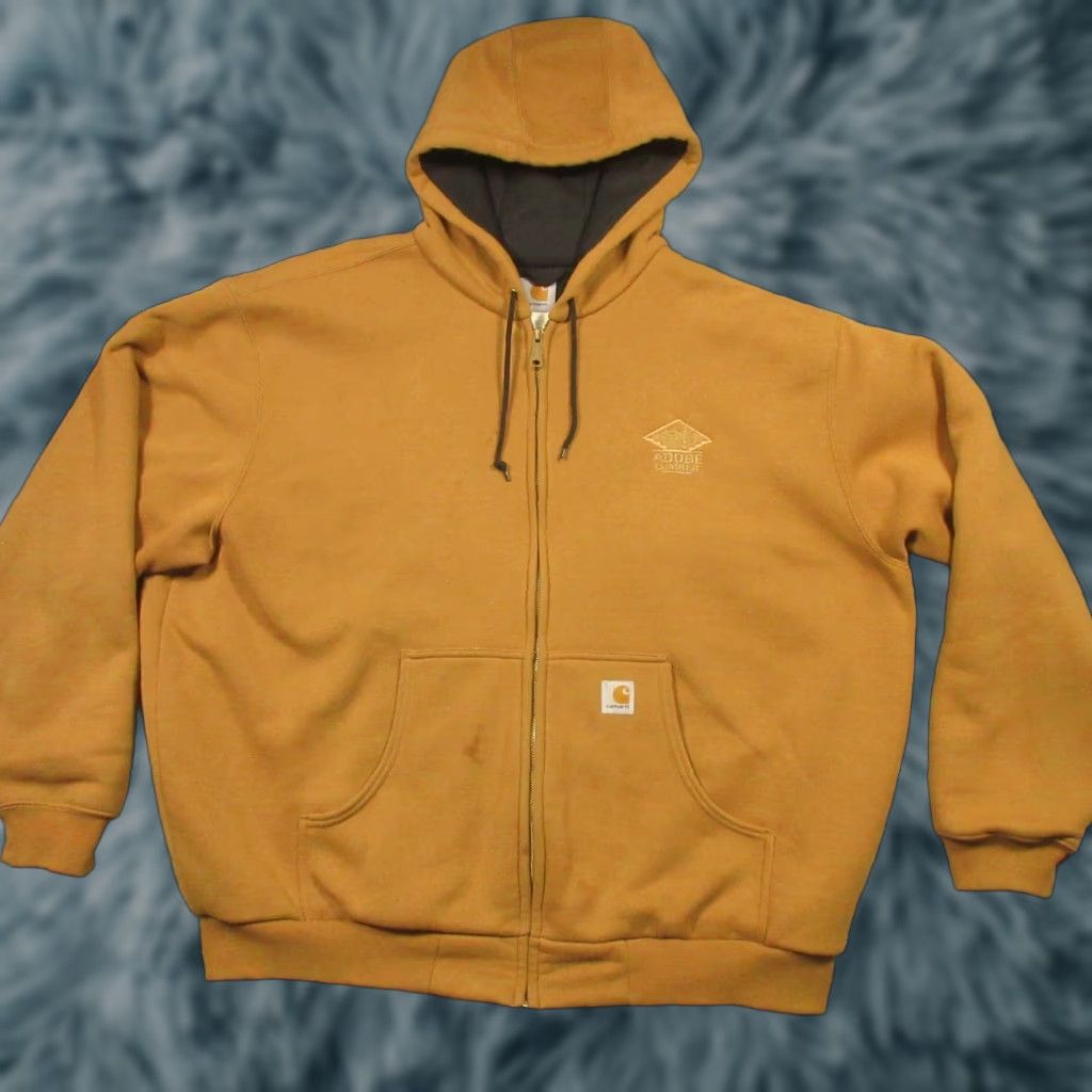 Carhartt VINTAGE Carhartt Hoodie Mens 2XL Full Zip Lined Heavyweight Brown Jersey Logo Workwear 80s 90s Construction Mens Size US XXL / EU 58 / 5 - 1 Thumbnail