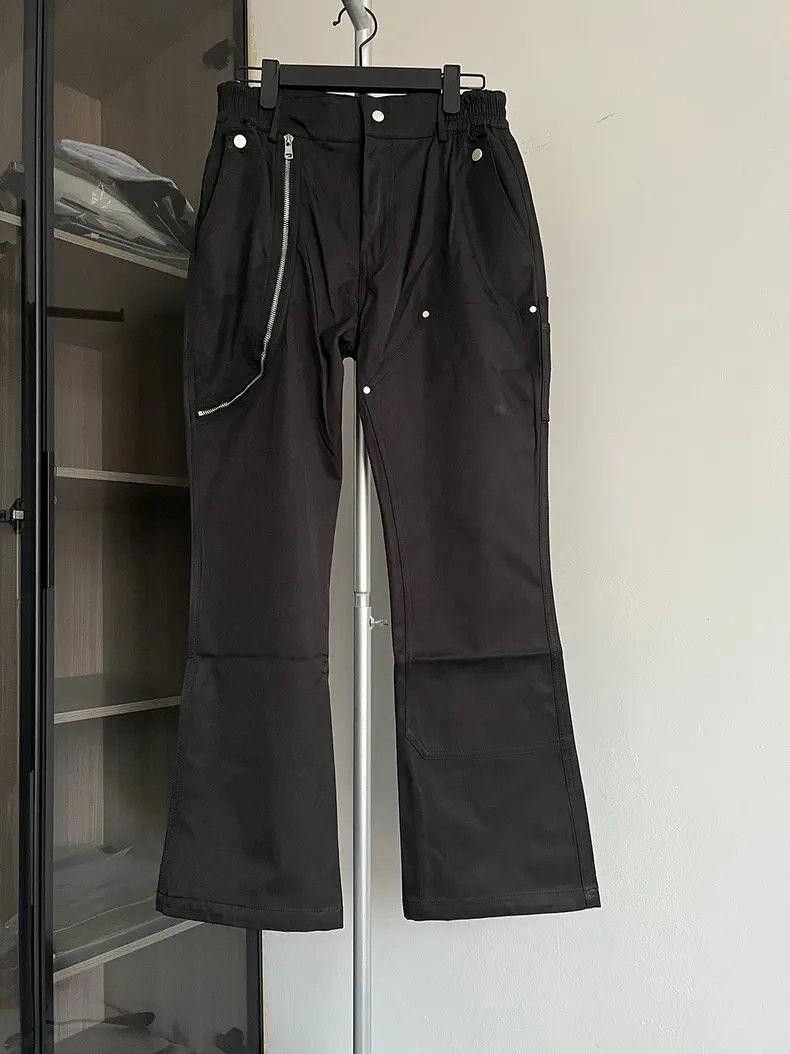 Black Straight-Leg Pants with Zipper Detail