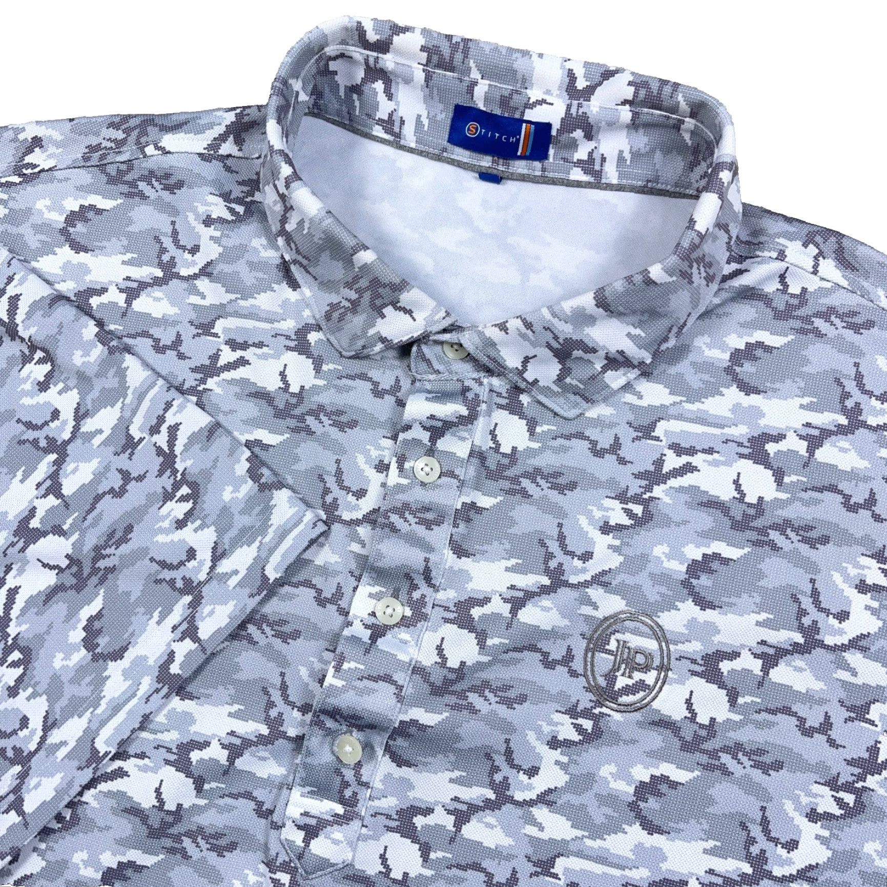 Vintage Stitch Polo Shirt Men 2XL Gray Camo Performance Golf Wicking Stretch - Shirt Adult 2XL Gray Camouflage Polo Size US XXL / EU 58 / 5 - 2 Thumbnail