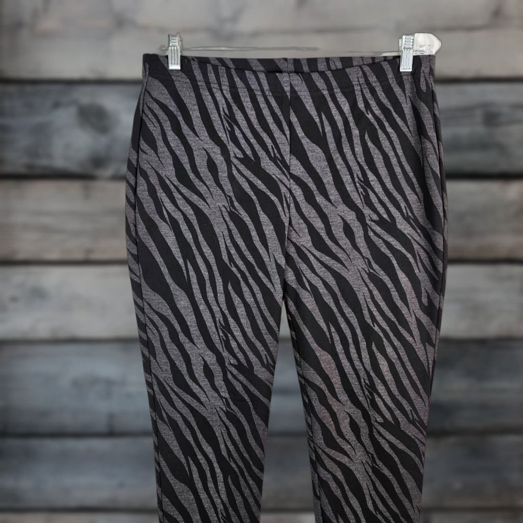 Vintage Chicos Fabulously Slimming Leggings Sz Large Black Gray Animal Print Womens Size 36" / US 14 / IT 50 - 1 Thumbnail