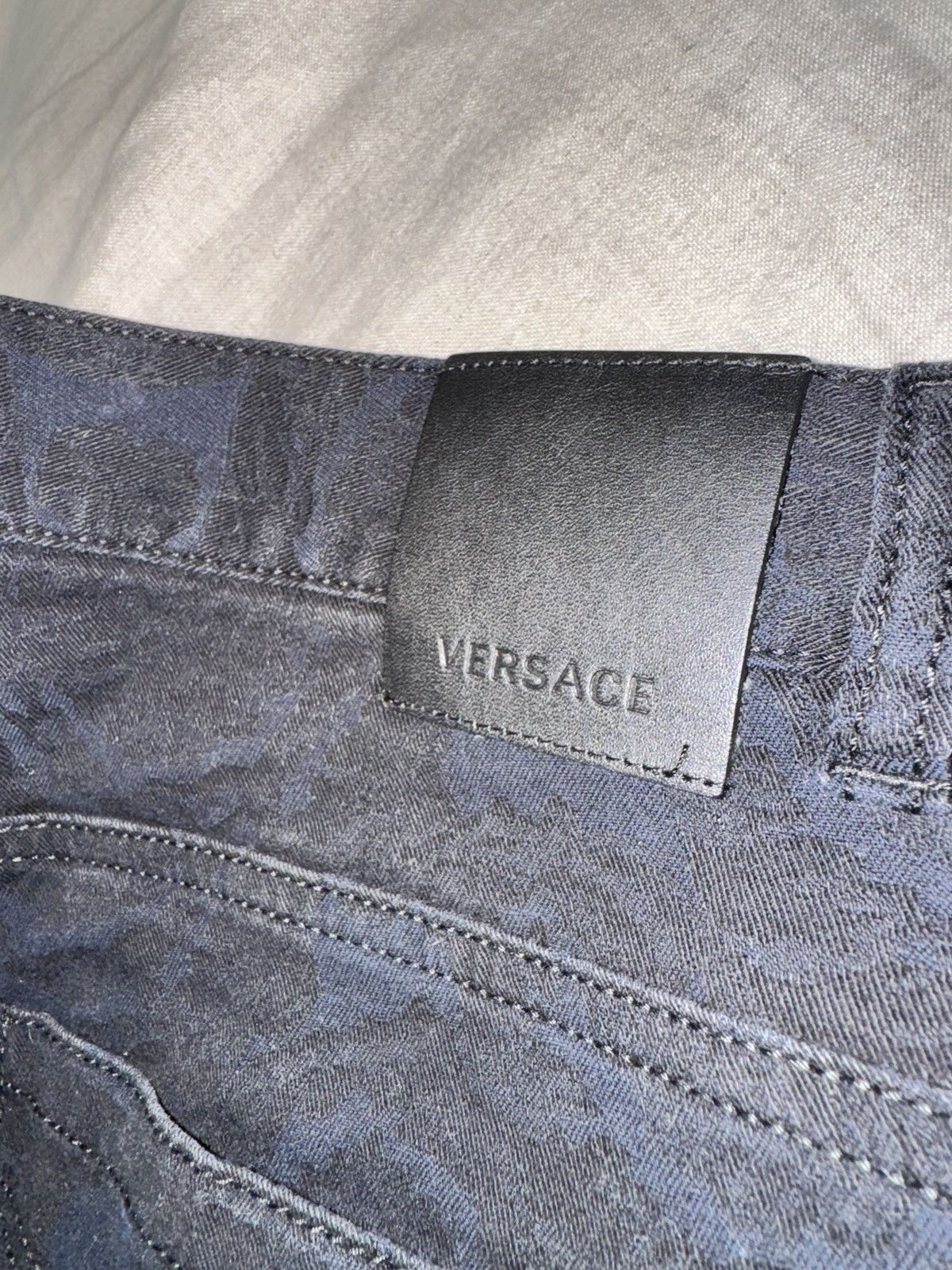 Versace Baroque Jeans Cody Fit Dark Navy blue Medusa Print Slim Size US 31 - 17 Thumbnail