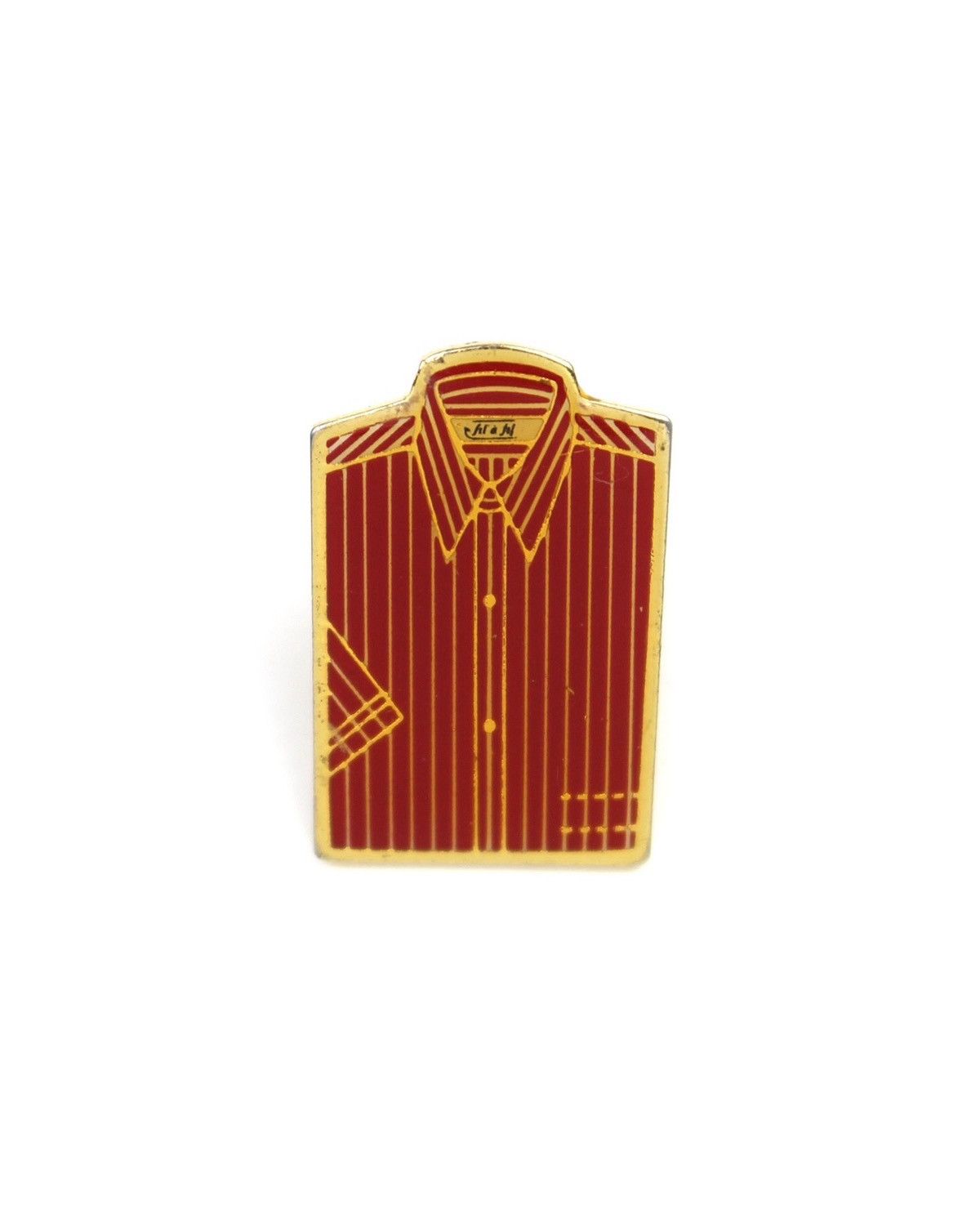 Vintage 1990S CLASSIC STRIPED SHIRT GOLD-TONE ENAMEL PIN Size ONE SIZE - 1 Thumbnail
