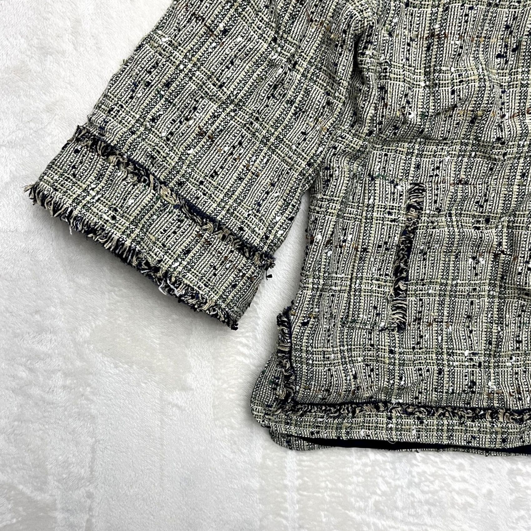 Brooks Brothers Brooks Brothers Jacket Top Blazer Womens 2 Green Tweed Boucle Fringe Lined Plaid Tailored Front Pockets Size XS / US 0-2 / IT 36-38 - 6 Thumbnail