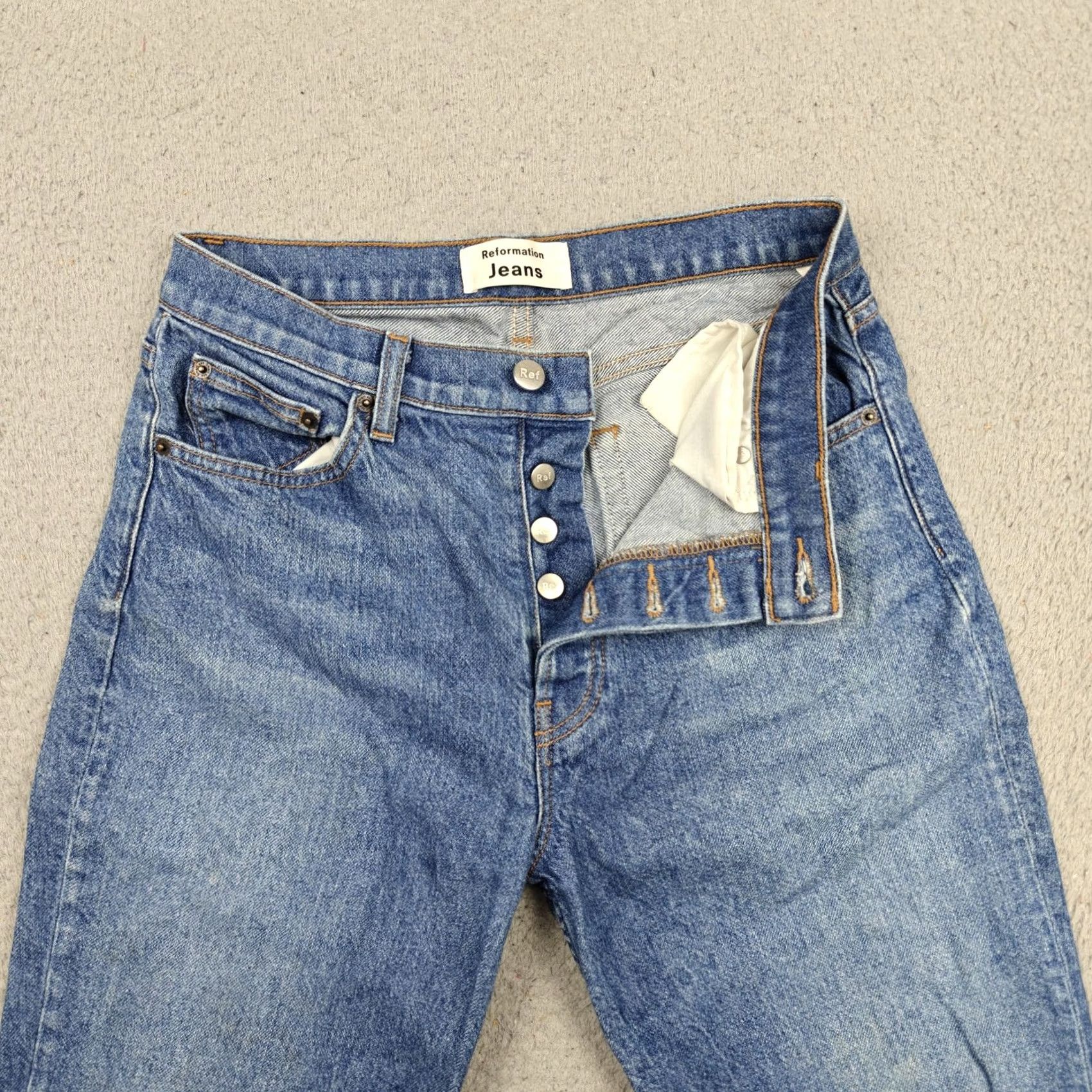 Reformation VINTAGE? No. Reformation Jeans Womens 28 Blue Serena High Skinny Crop Stretch Slim Denim Shirt? Size 28" / US 6 / IT 42 - 2 Thumbnail