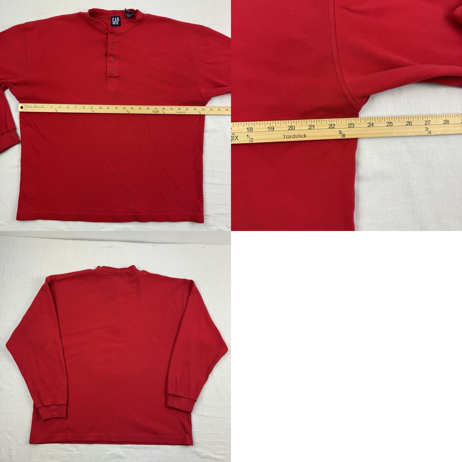 Gap VINTAGE Gap Henley Shirt Adult Medium Long Sleeve Red 90s Y2K Hipster Button Up Shirt Mens Size US M / EU 48-50 / 2 - 9 Thumbnail