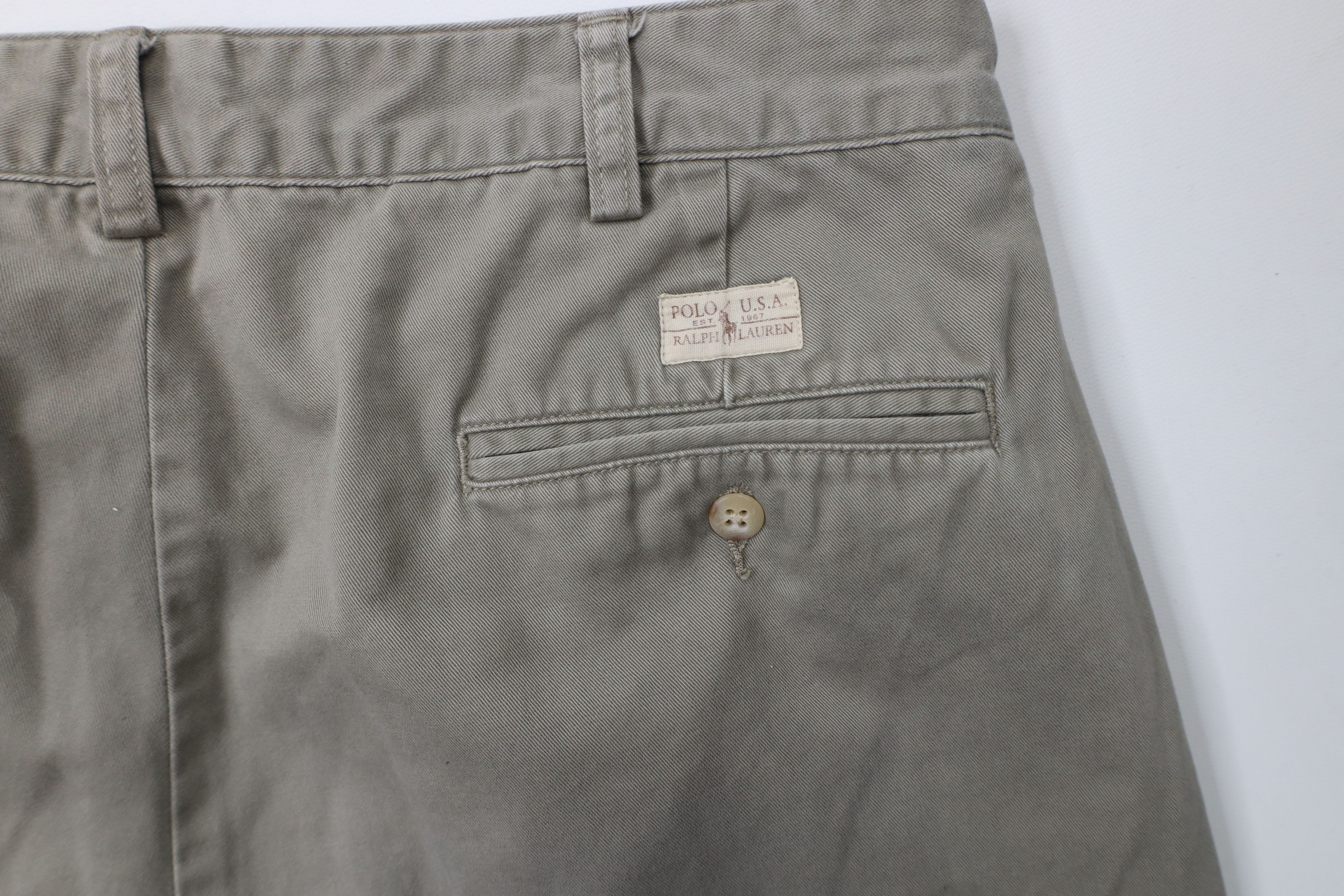 Ralph Lauren × Vintage Vintage 90s Ralph Lauren Wide Leg Chino Pants Green Gray Size US 34 / EU 50 - 14 Thumbnail