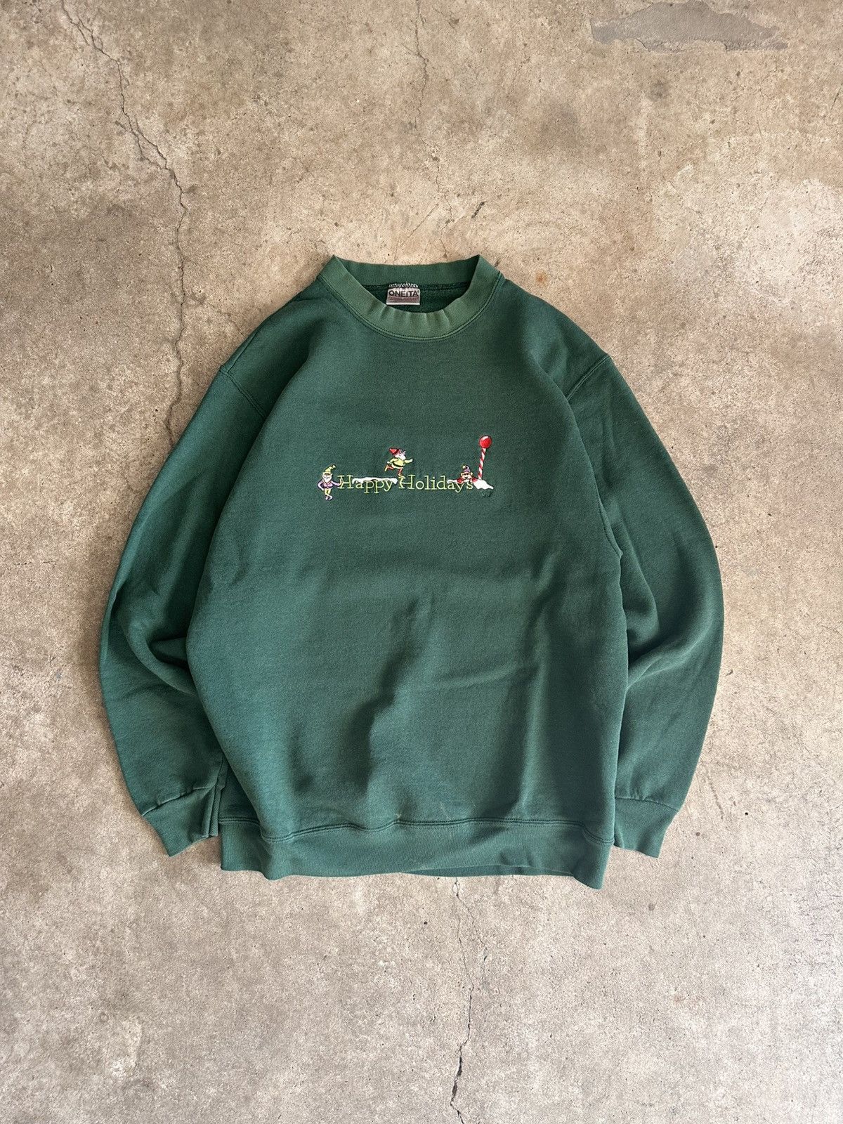 Designer × Vintage 90s Happy Holidays Christmas Elf Sweatshirt Size US L / EU 52-54 / 3 - 1 Thumbnail
