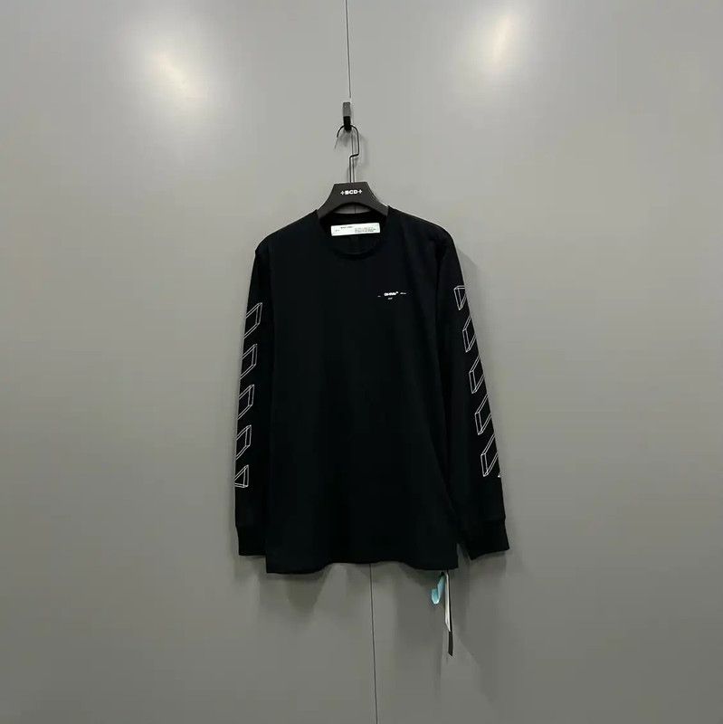 Off-White Off-White Black Long Sleeve Cotton T-Shirt 0089 Size US XL / EU 56 / 4 - 1 Thumbnail