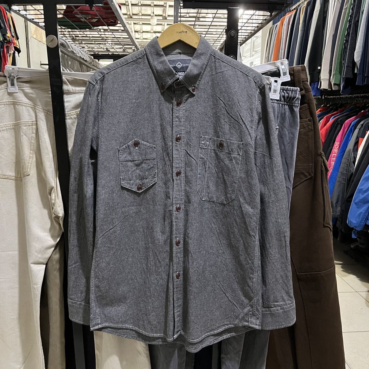 Yohji Yamamoto Vintage FrizmWork Unique Pocket Long sleeve button shirt Size US XL / EU 56 / 4 - 1 Thumbnail