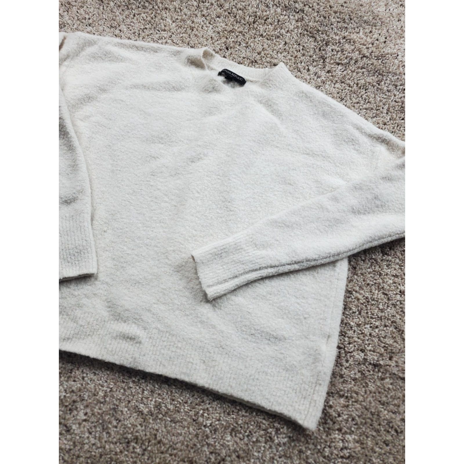 Banana Republic Banana Republic Sweater Womens XS Ivory Crewneck Wool Blend Textured Pullover Size XS / US 0-2 / IT 36-38 - 2 Thumbnail