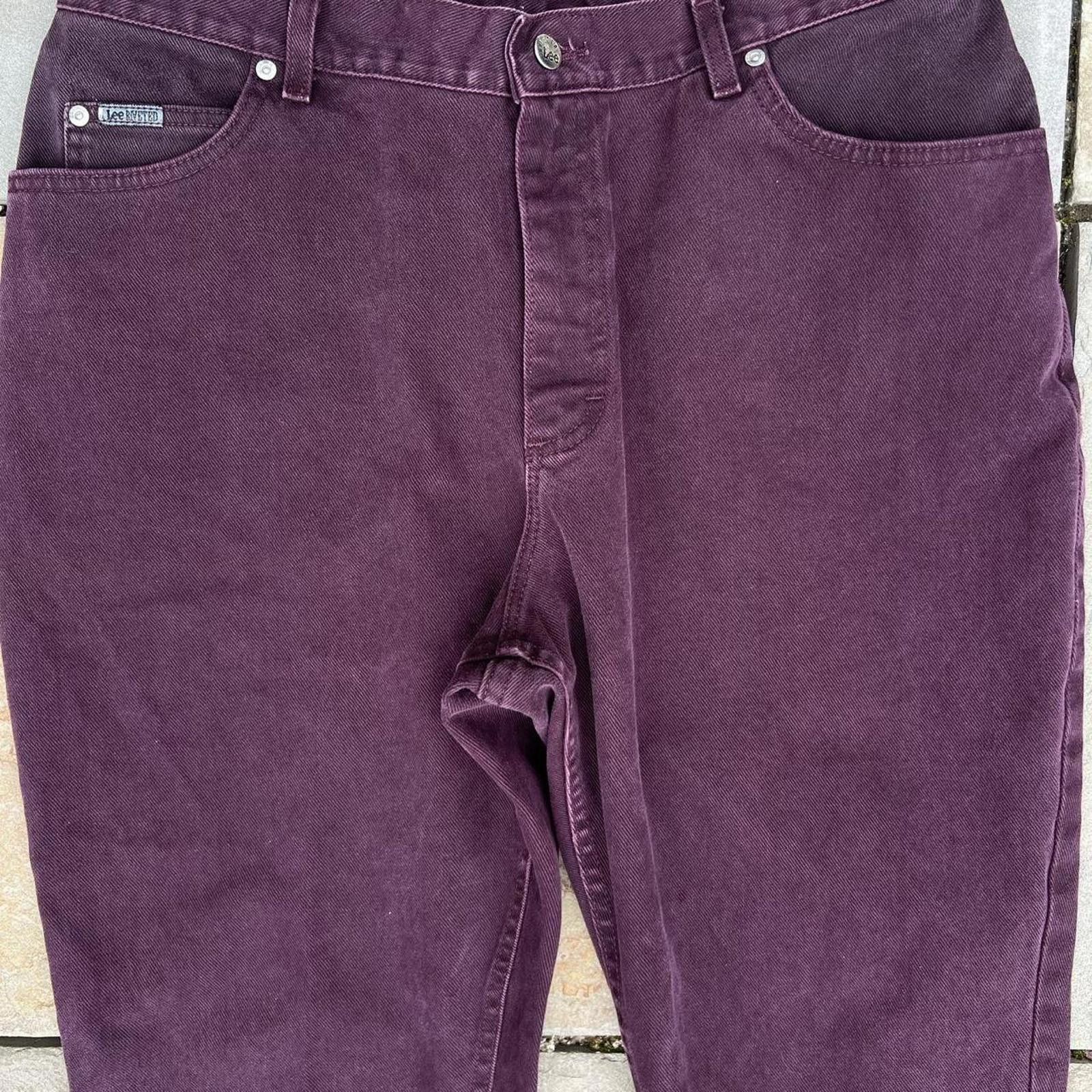 Vintage Vintage 90s Dark Purple Denim Tapered Jeans Size 30" / US 8 / IT 44 - 2 Thumbnail