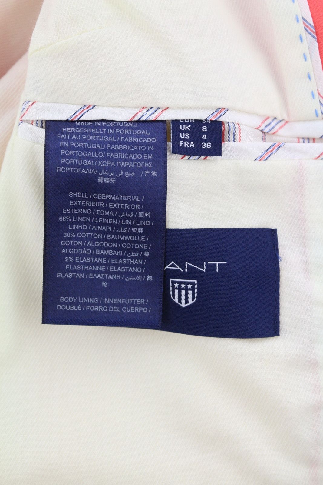 Gant EU34 Coral Linen Blend Notch Lapel Single-Breasted 85175 Size XS / US 0-2 / IT 36-38 - 9 Thumbnail
