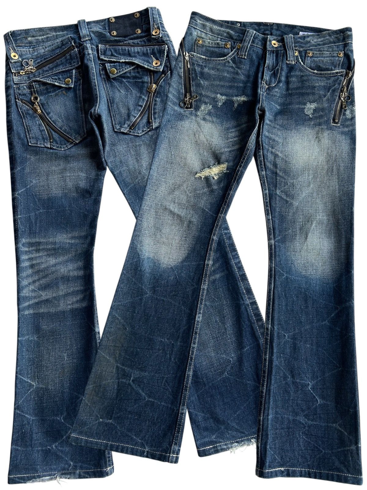 Kapital Flare Semantic Design Japanese Distressed Denim Jeans Size US 31 - 1 Thumbnail